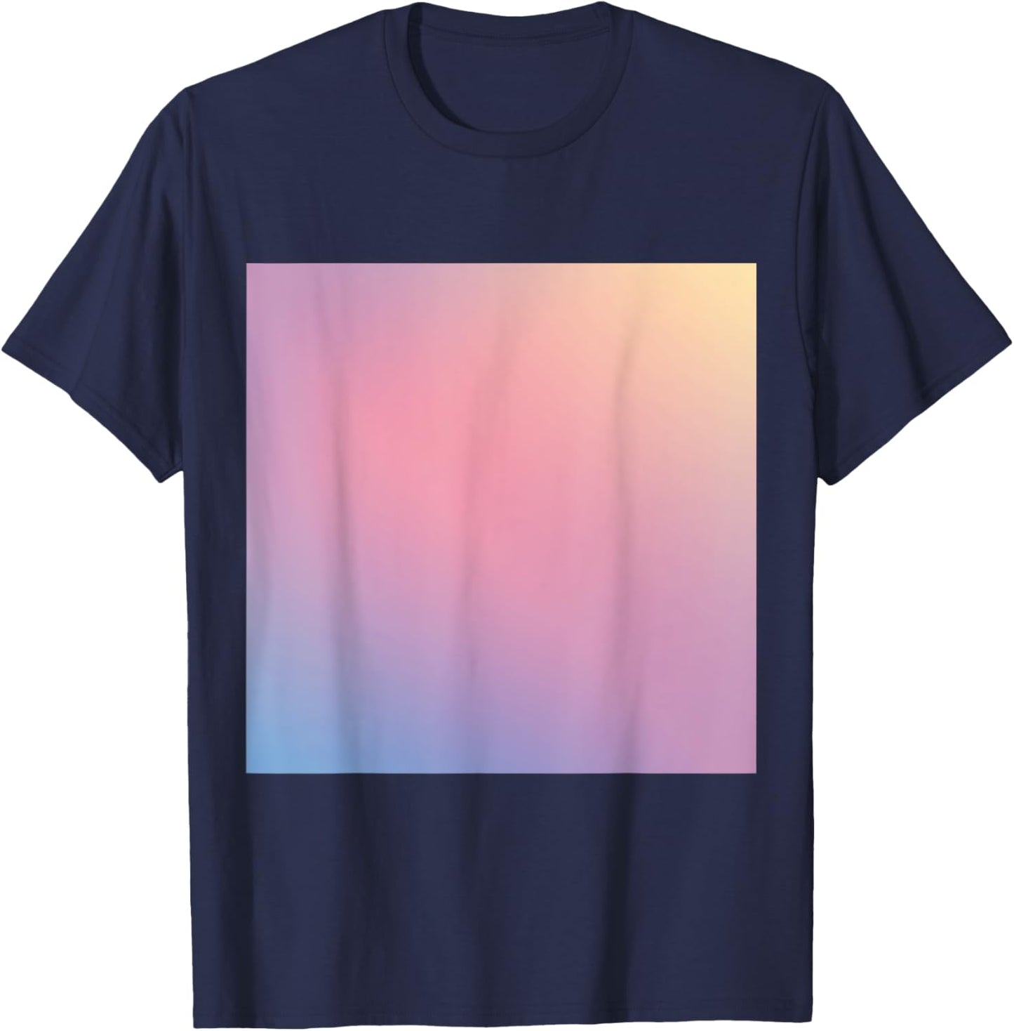 Watercolor Ombre - Pastel Pink Blue Yellow Gradient T-Shirt - T-Shirt | Navy