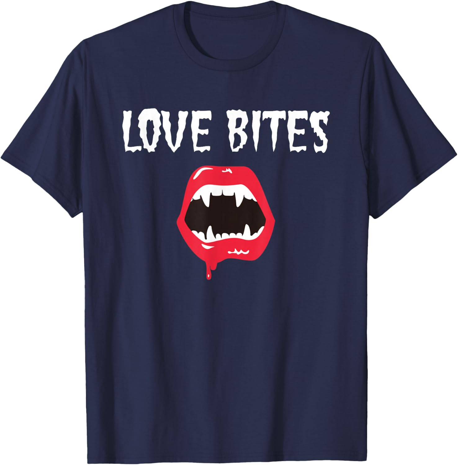 Love Bites Lips and Fangs T-Shirt - T-Shirt | Navy