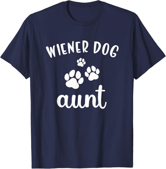 Wiener Aunt Cute Dog Weenie Doxie Dachshund T-Shirt - T-Shirt | Navy