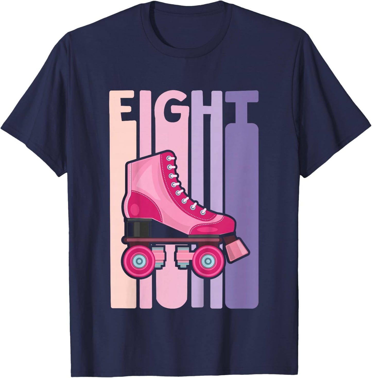 8 Year Old Cute Roller Skating Birthday Girl 8th B-day T-Shirt - T-Shirt | Navy