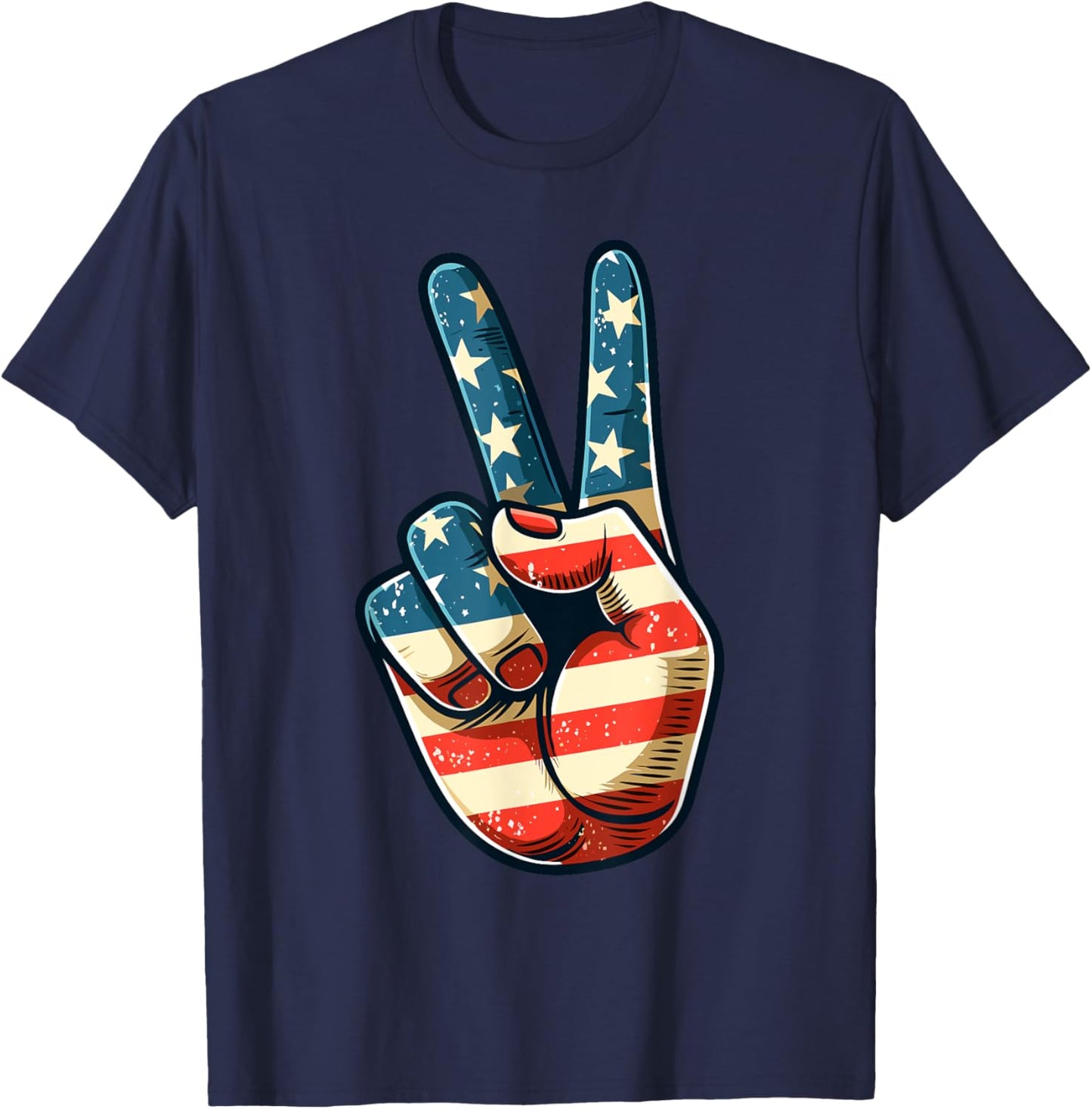 Vintage Peace Sign Retro 60's 70's Hippie T-Shirt - T-Shirt | Navy