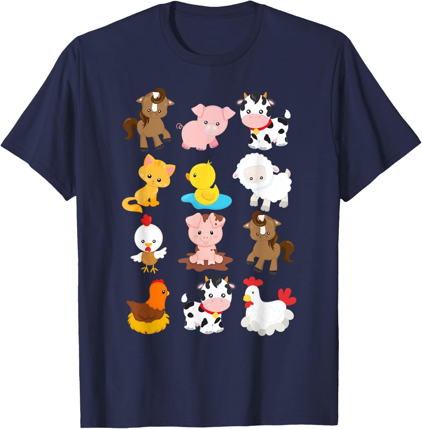 Boy's Girl's Farm Animals Short Sleeved for Toddlers T-Shirt - T-Shirt | Navy