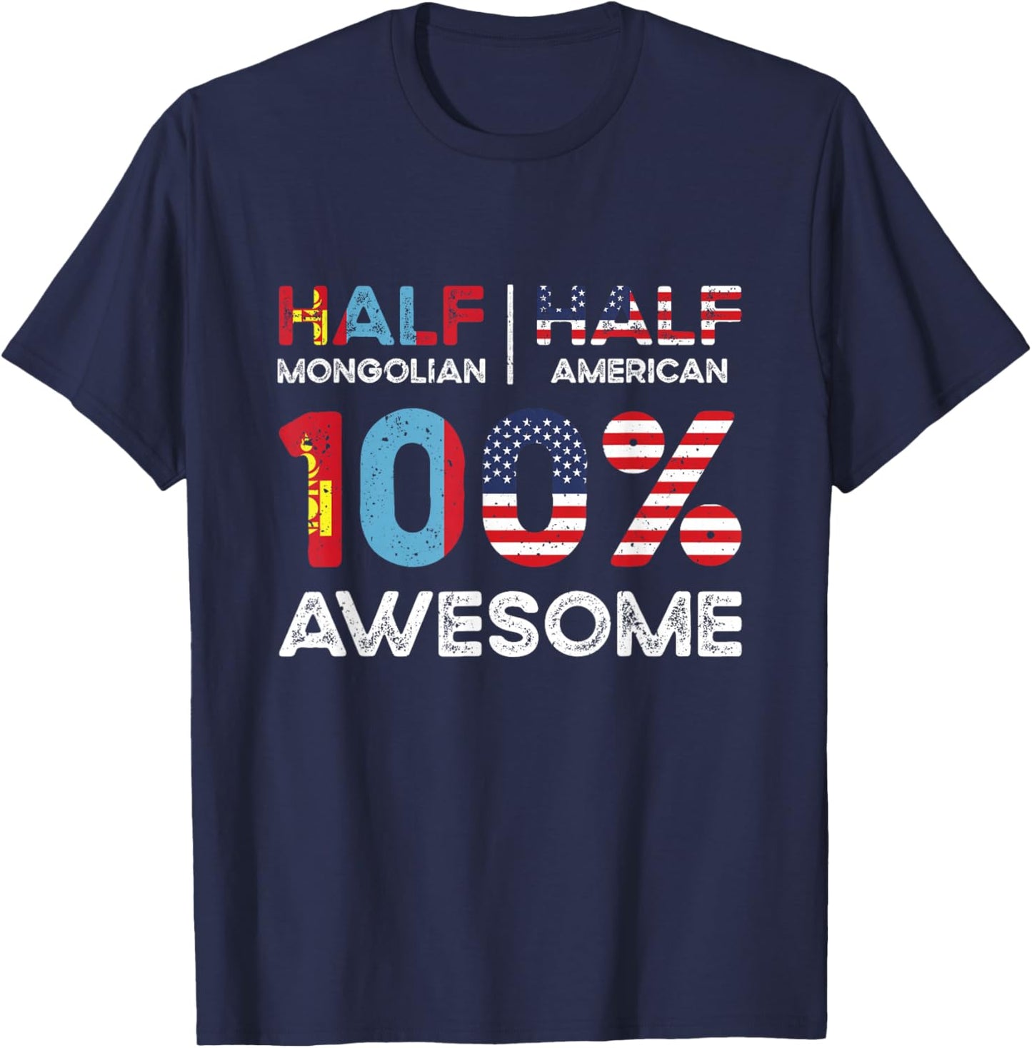 Mongolian American Patriot USA Grown Mongolia US Flag T-Shirt - T-Shirt | Navy