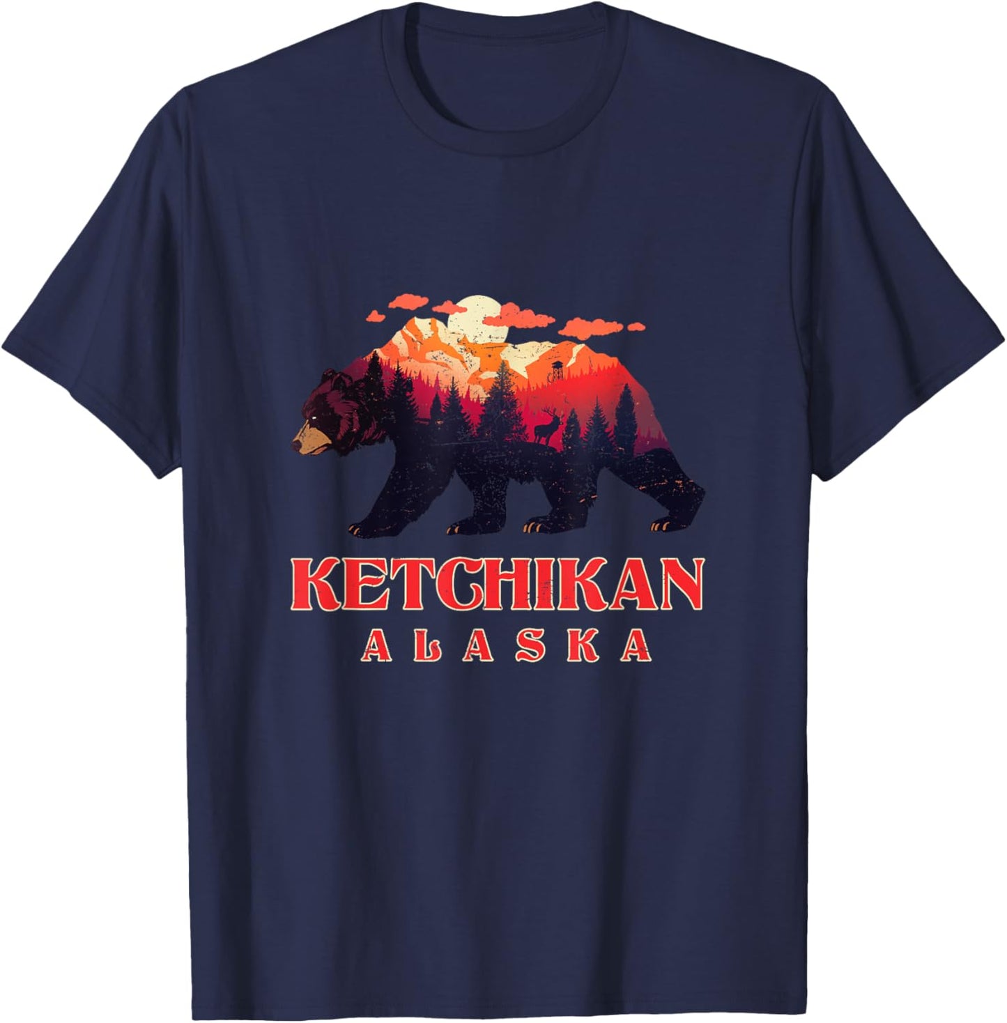 Vintage Mountain Grizzly Bear Ketchikan Alaska Hiking T-Shirt - T-Shirt | Navy