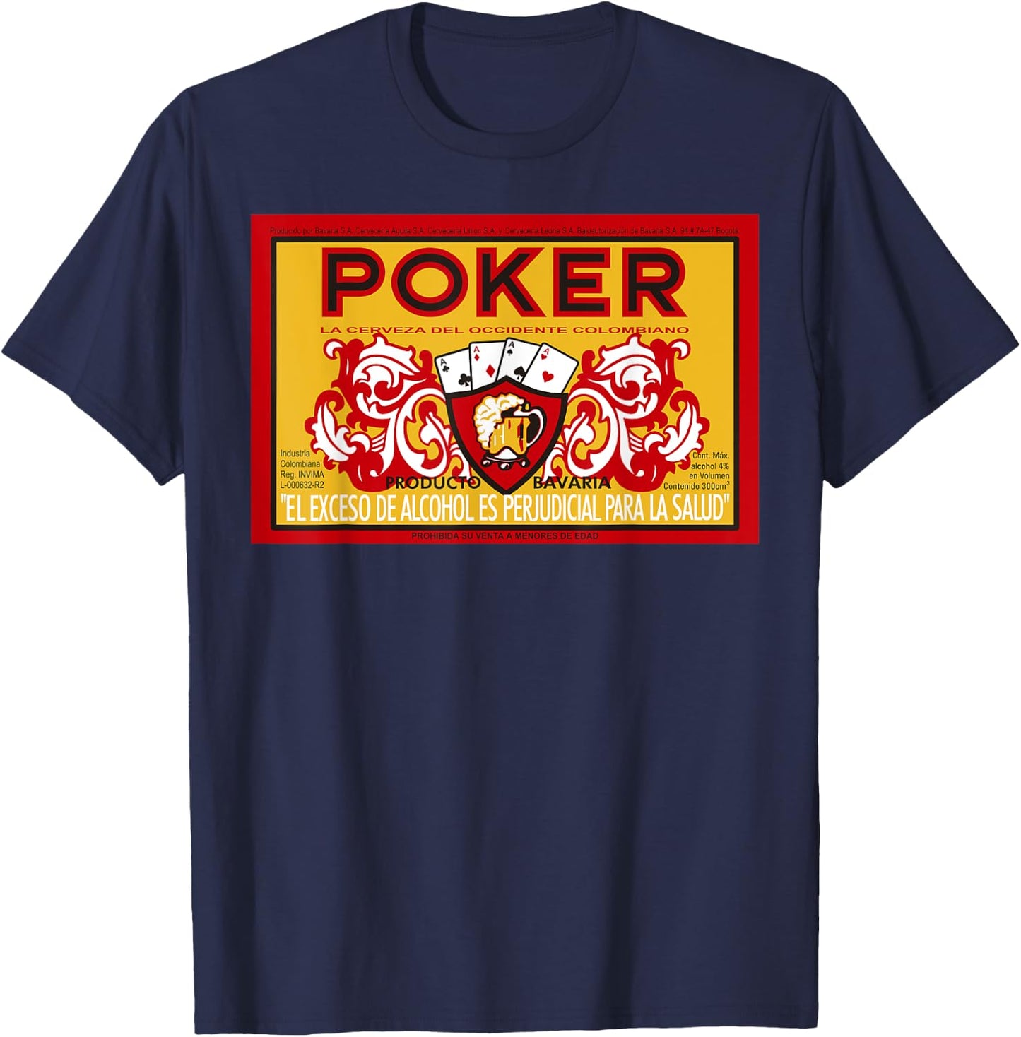 Cerveza Poker Colombia From Medellin To All Colonbia Parcero T-Shirt - T-Shirt | Navy