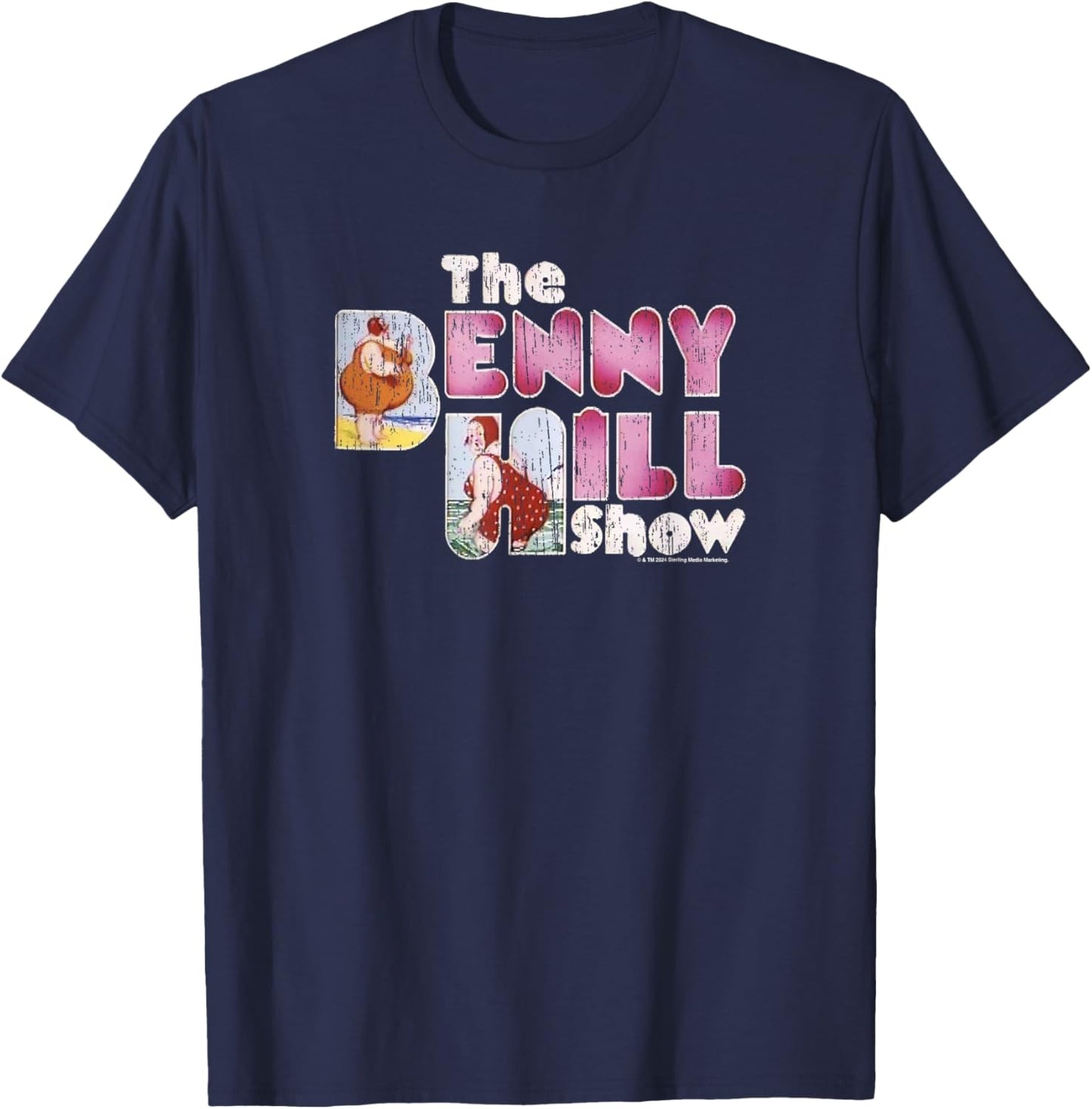 Benny Hill Show Comedian Lady At The Seaside T-Shirt - T-Shirt | Navy