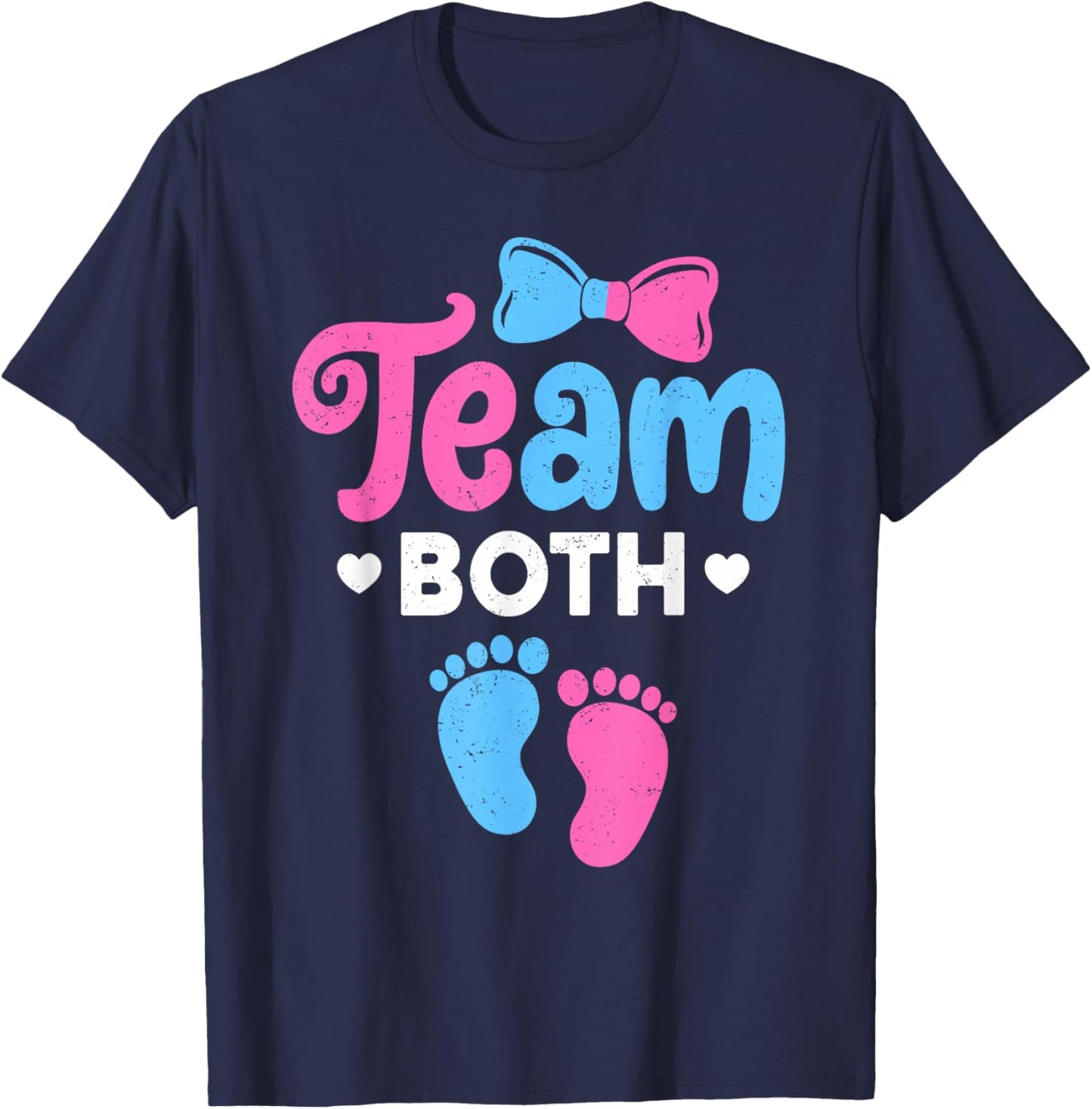 Team Both Pink Or Blue Gender Reveal T-Shirt - T-Shirt | Navy