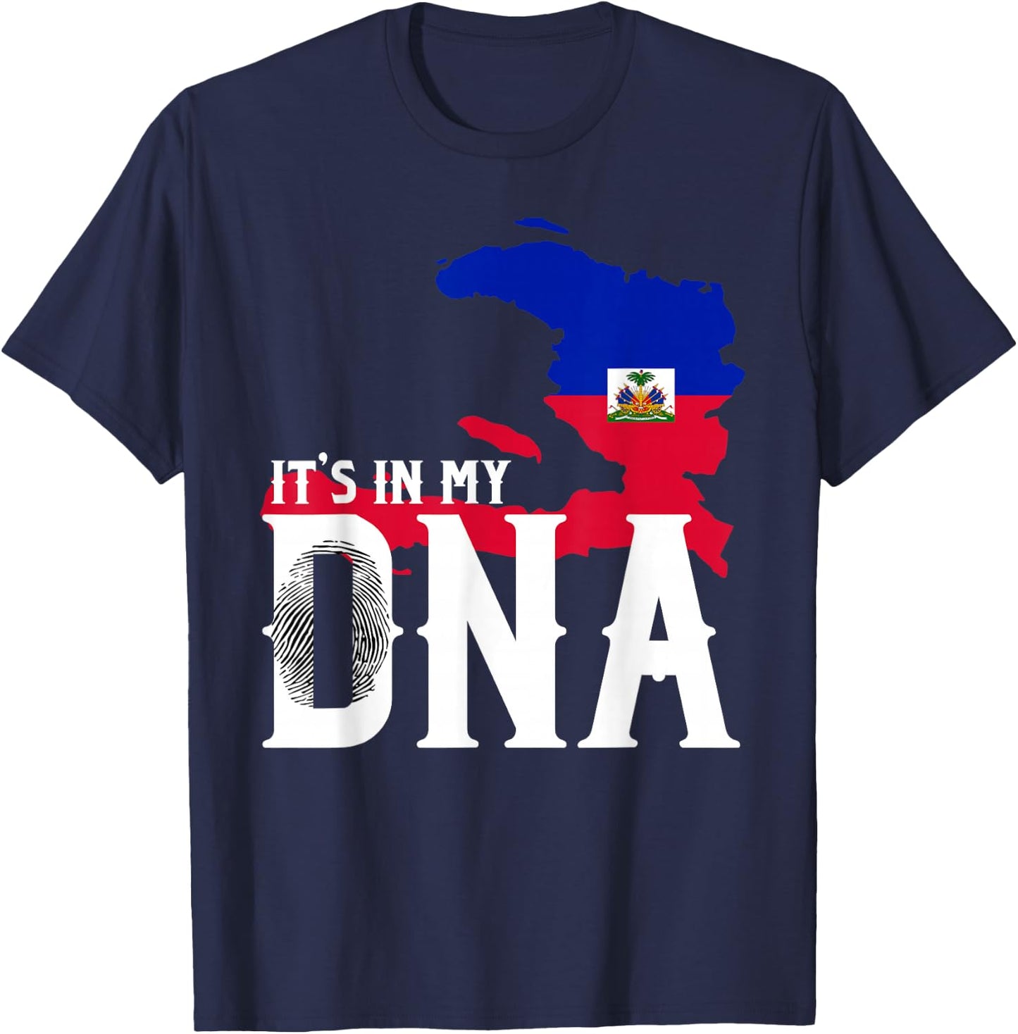 It's In My DNA Fingerprint | Prideful Haitian Gift T-Shirt - T-Shirt | Navy
