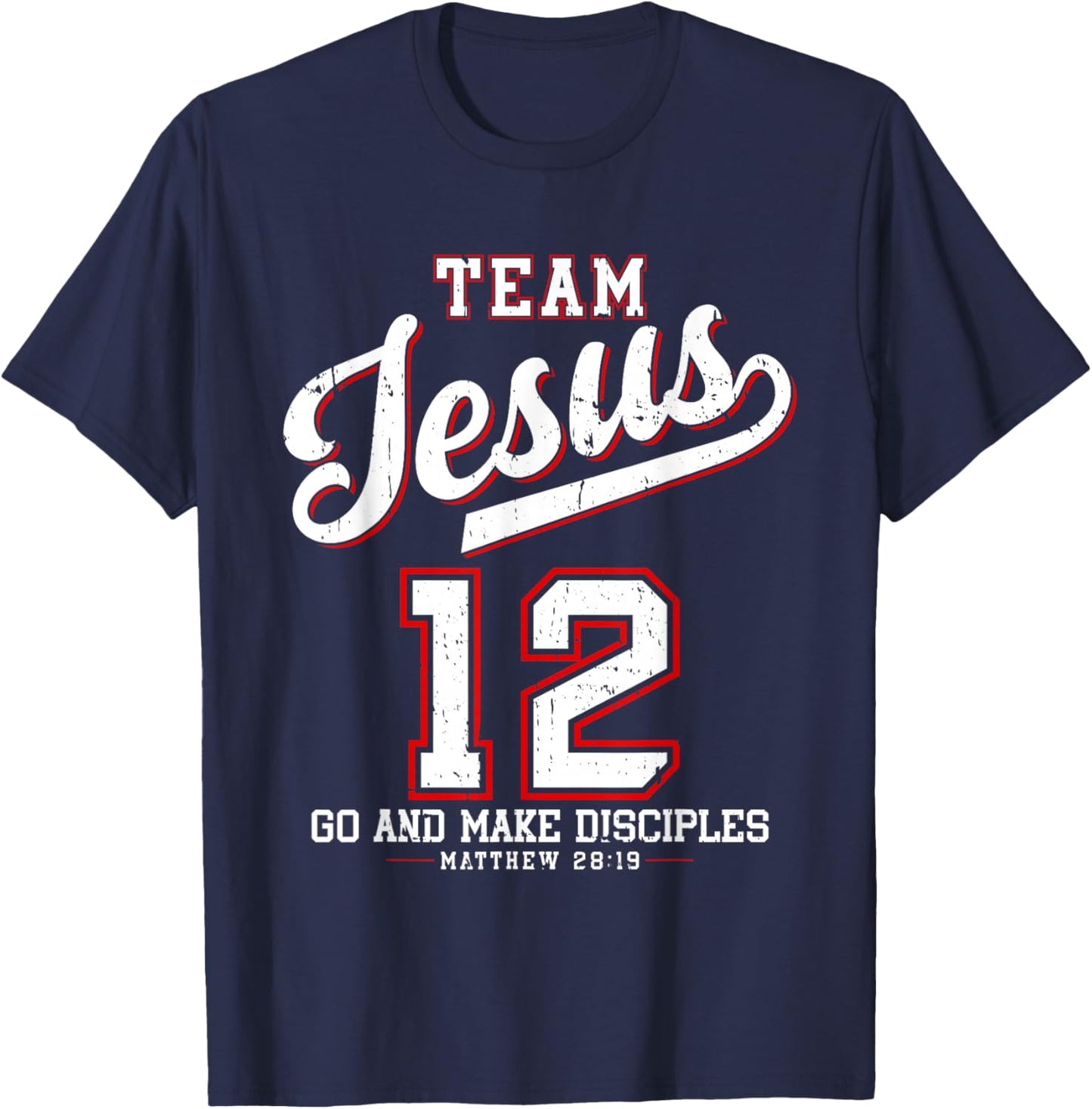 Jesus Baseball Team Jesus Christian Matthew 28:19 Verse T-Shirt - T-Shirt | Navy