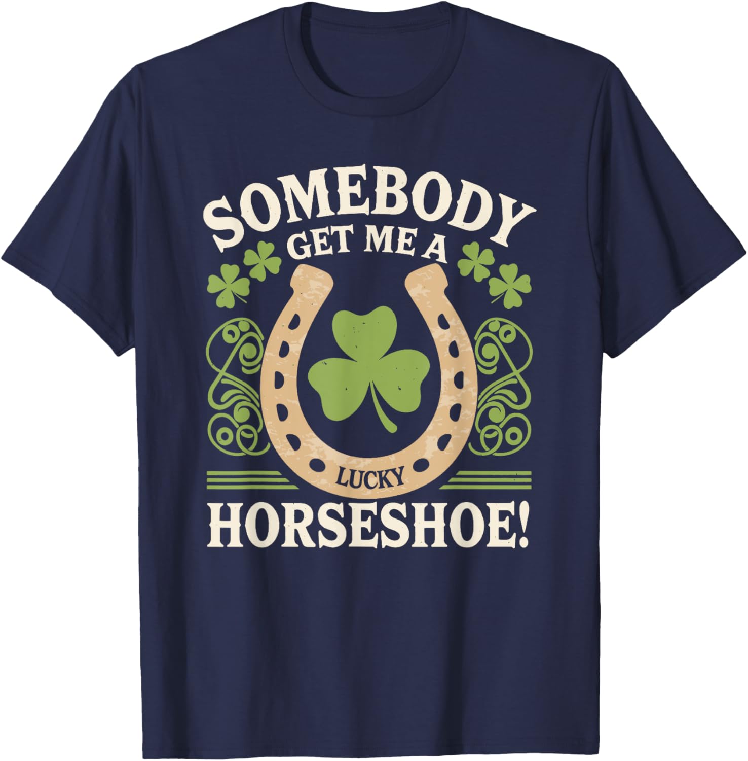 Horseshoe Irish Pride St. Patrick's Day Shenanigans Green T-Shirt - T-Shirt | Navy