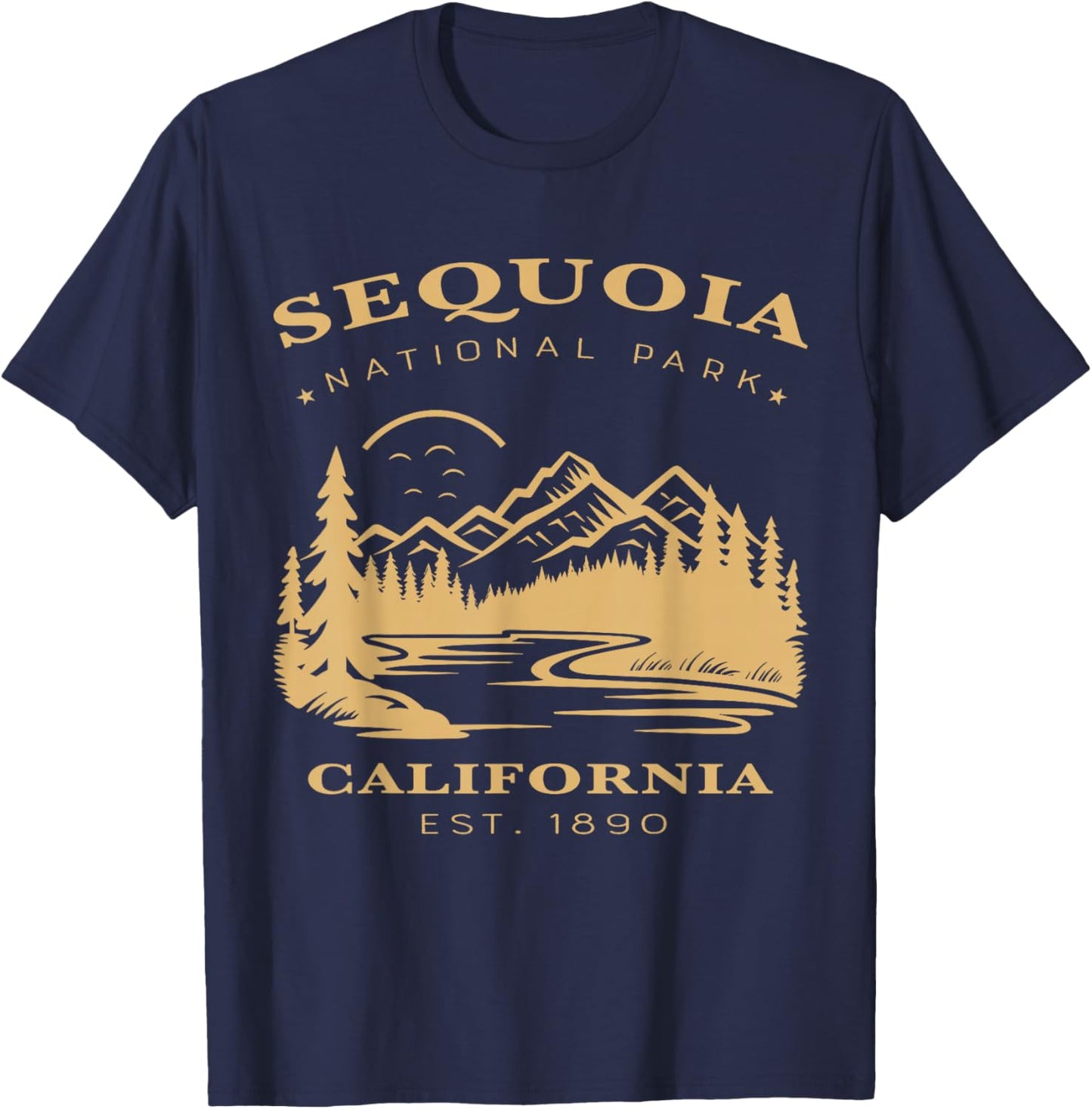Retro Vintage Sequoia National Park for kids Hiking Camping T-Shirt - T-Shirt | Navy