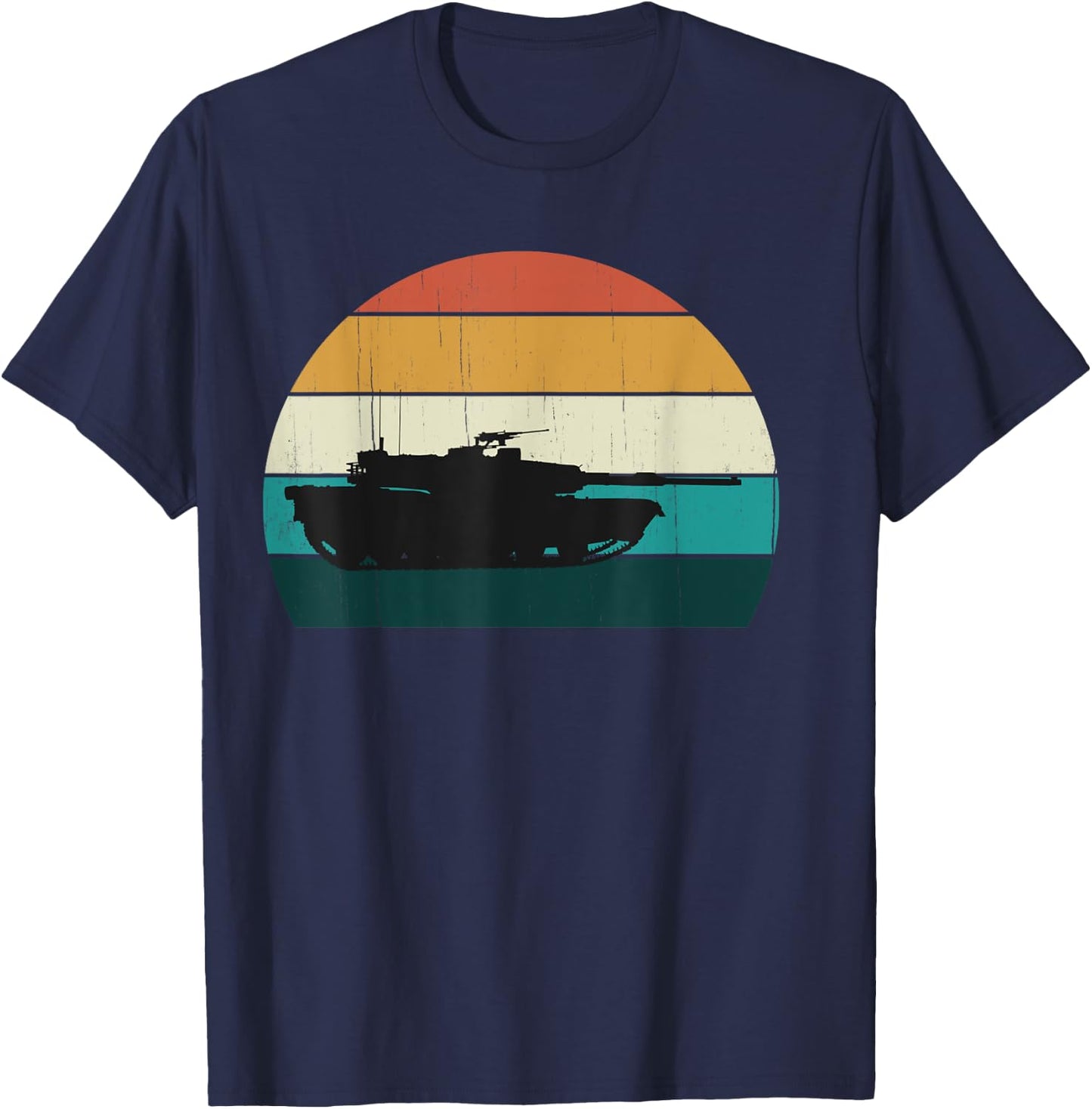 Vintage Abrams M1 - Retro Sunset American Main Battle Tank T-Shirt - T-Shirt | Navy