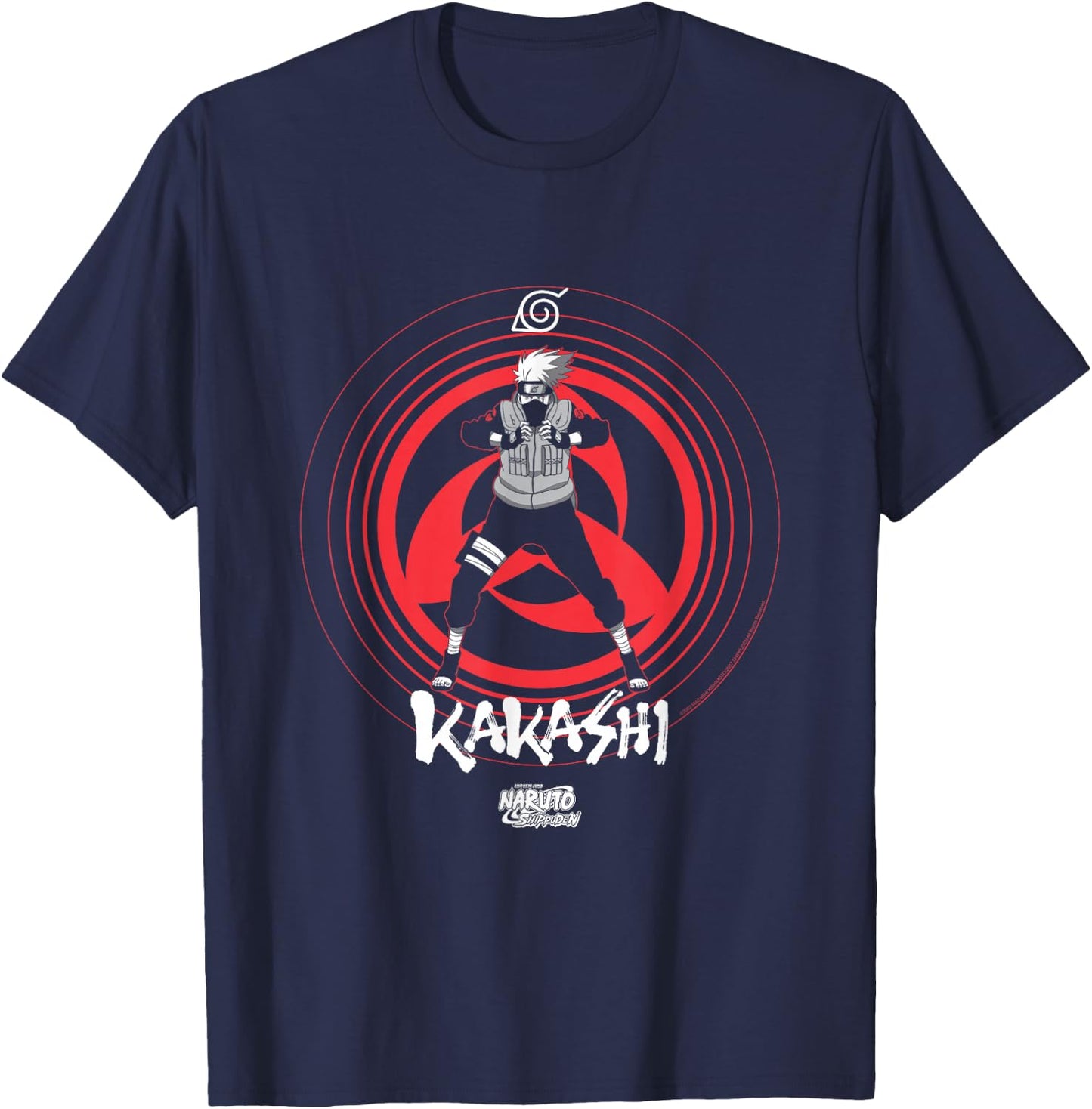 Naruto Shippuden Kakashi Shares an Eye Symbol Anime T-Shirt - T-Shirt | Navy