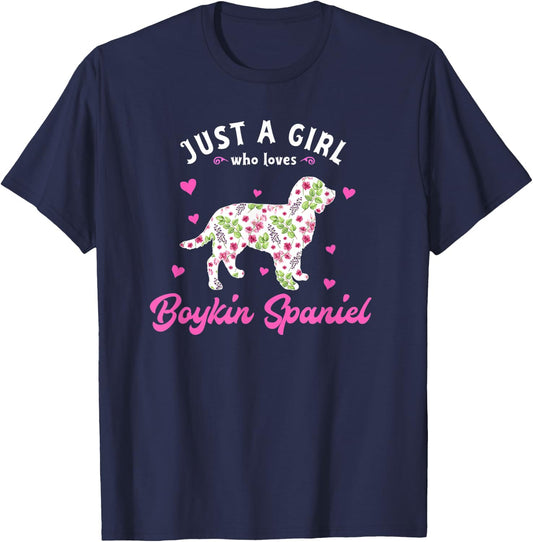 Just a Girl who Loves Boykin Spaniel T-Shirt - T-Shirt | Navy
