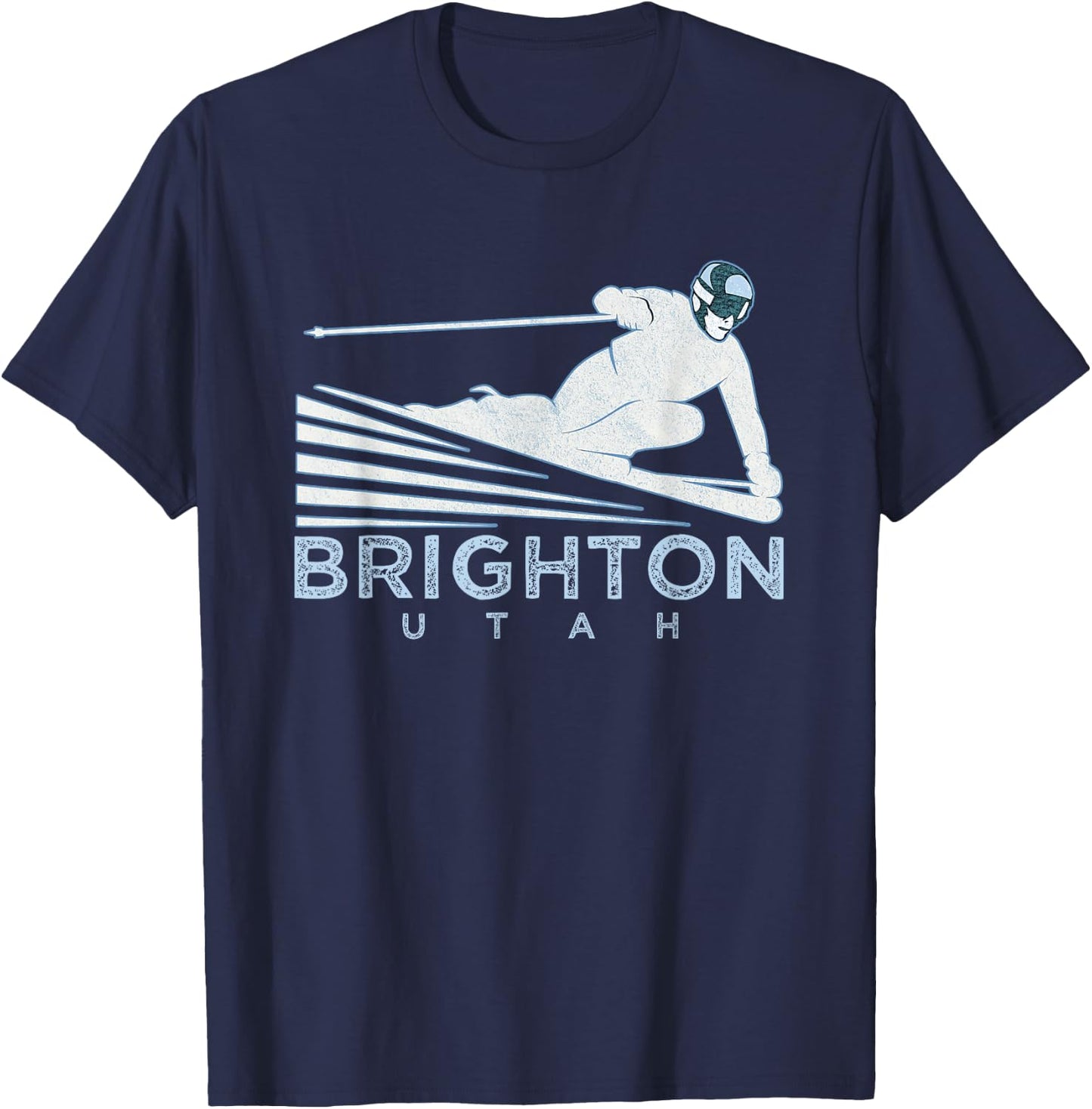 Retro Ski Brighton, Utah Illustration - Vintage Snow Ski T-Shirt - T-Shirt | Navy