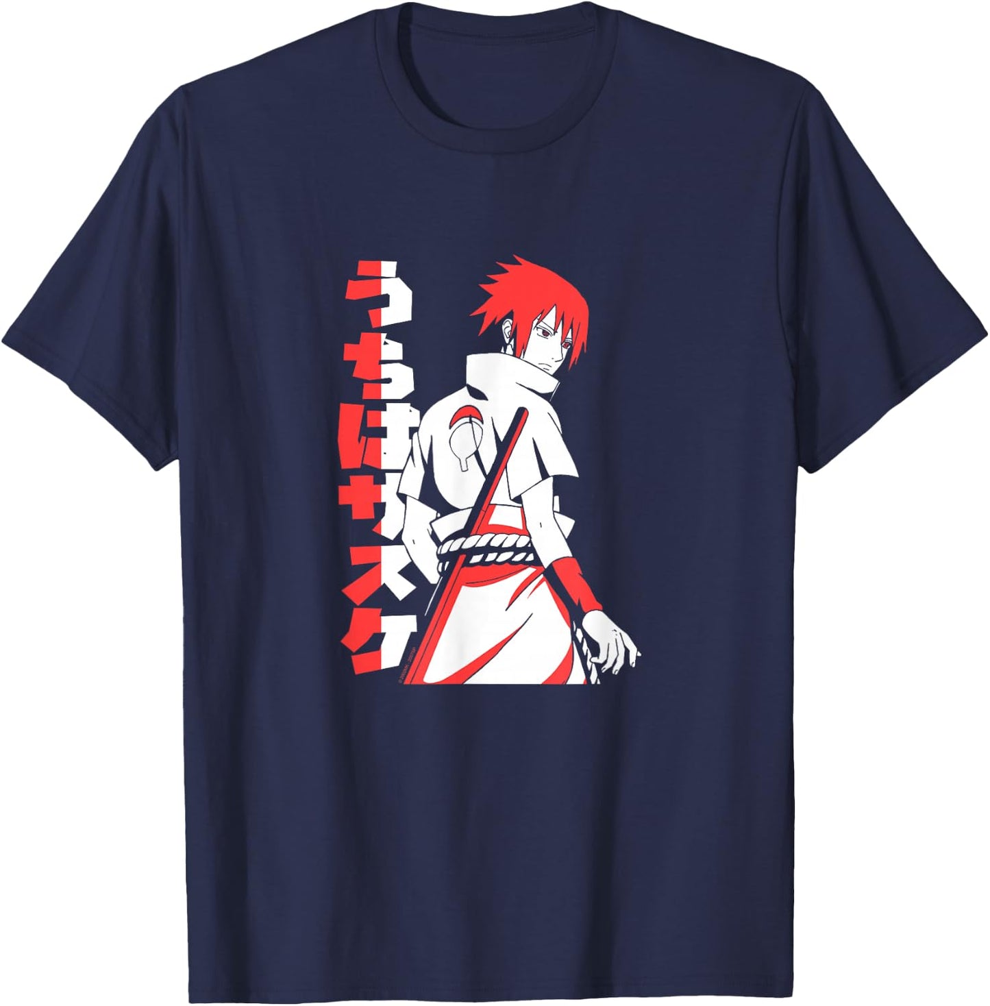 Naruto Shippuden Sasuke Uchiha Two Tone Anime T-Shirt - T-Shirt | Navy