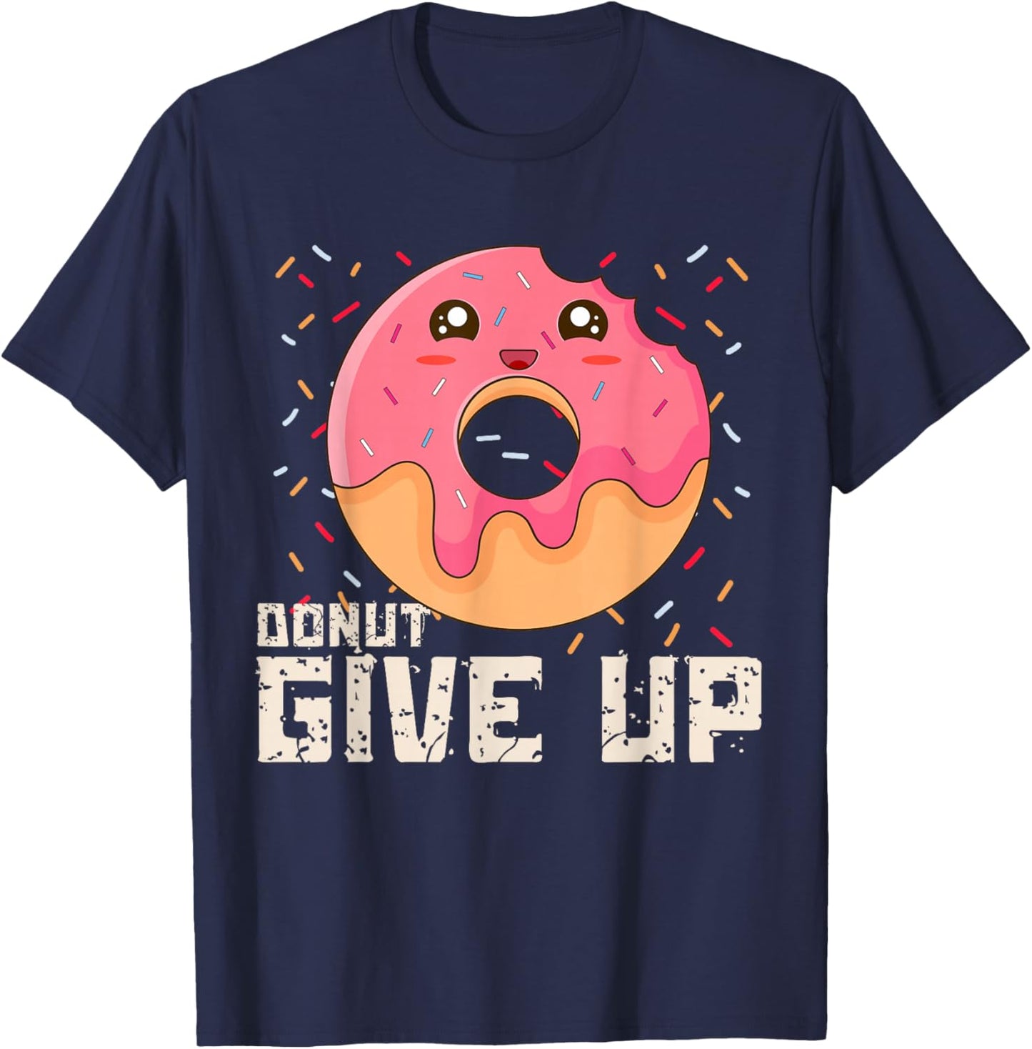 Funny Donut Give Up Motivational Gym Funny Donut Kids T-Shirt - T-Shirt | Navy