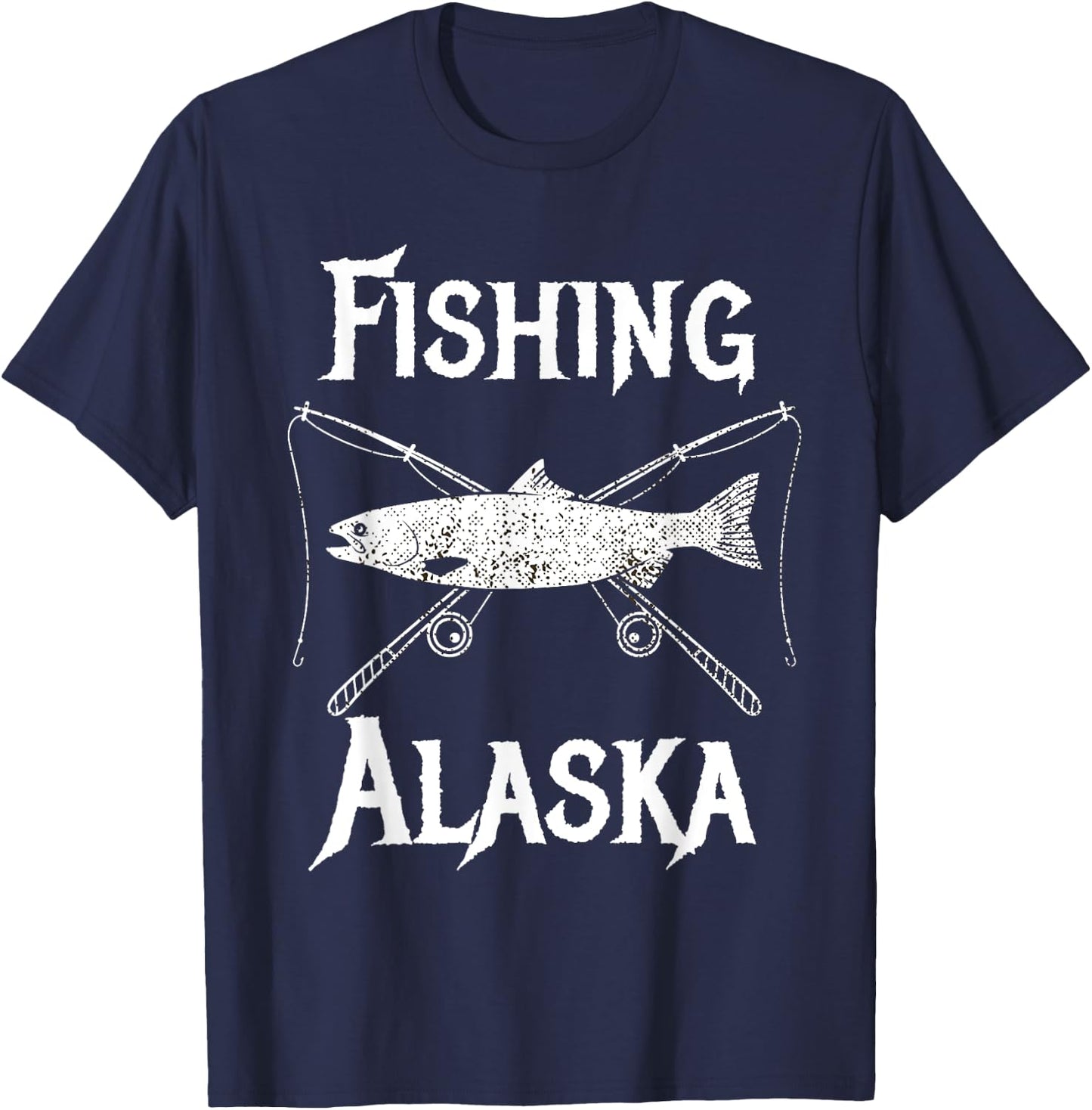 Last Frontier Alaska Souvenirs Gifts Fish Alaska Salmon T-Shirt - T-Shirt | Navy