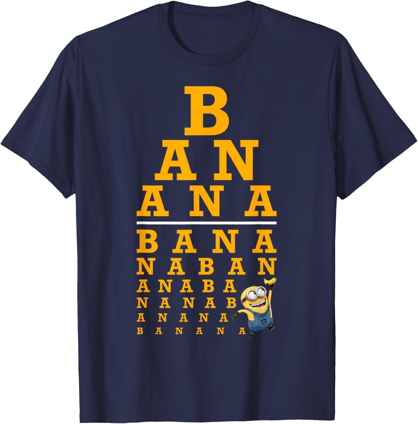 Despicable Me Minions Banana Text Stack T-Shirt - T-Shirt | Navy