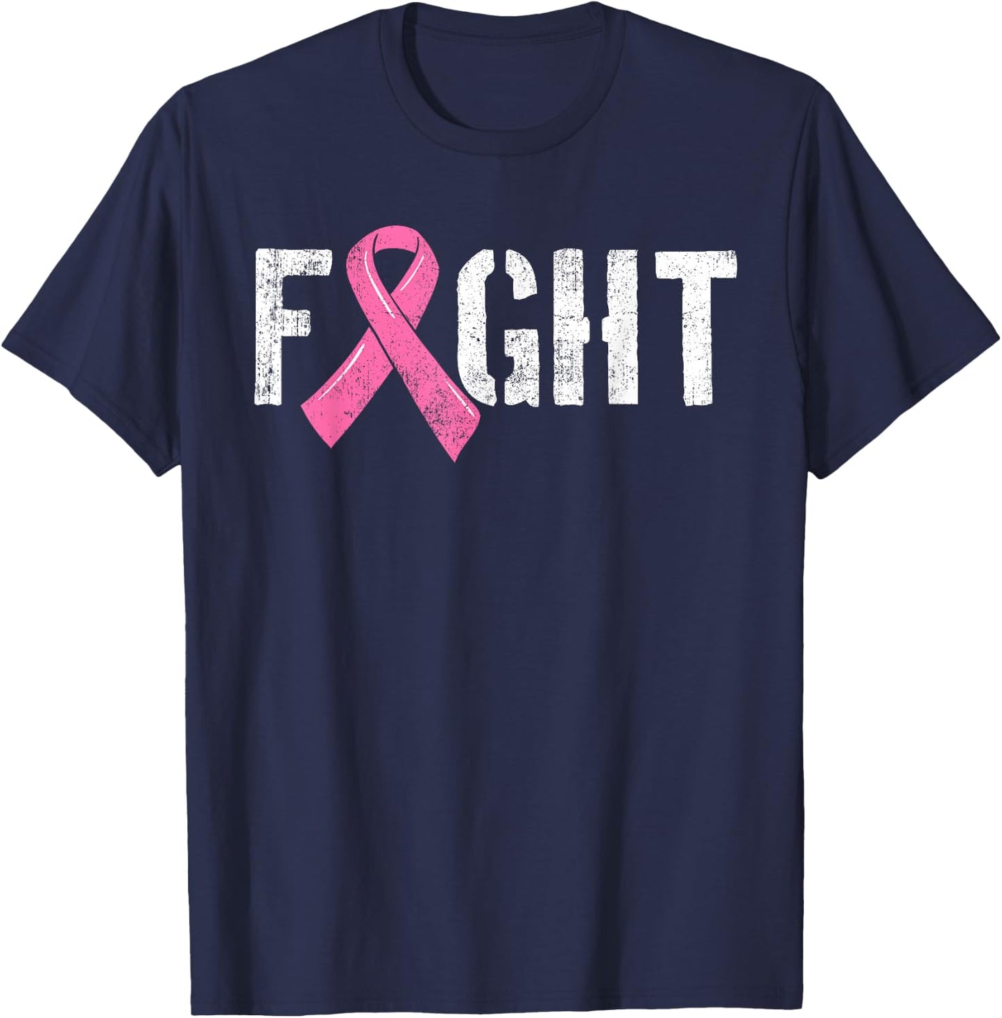 Fight Breast Cancer Shirt Disease Pink Ribbon Gift T-Shirt - T-Shirt | Navy