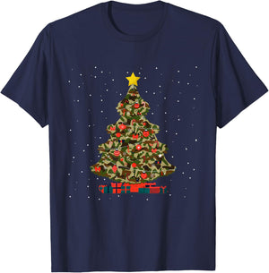 Camo Design Christmas Trees Camouflage Print Xmas T-Shirt - T-Shirt | Navy