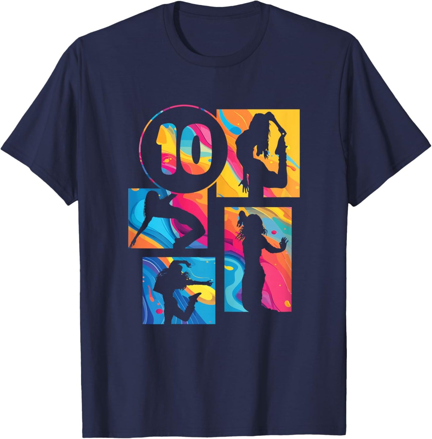 10. Geburtstag Hip Hop 10 Jahre Mädchen Tänzerin Retro T-Shirt - T-Shirt | Navy