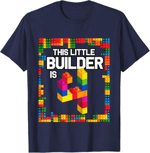 4 Year Old Building Blocks Birthday T Shirt Brick 4th Gift T-Shirt - T-Shirt | Navy
