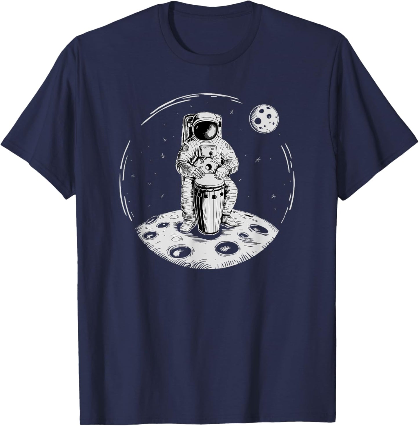 Funny Conga Drummer Astronaut Playing Conga Musician T-Shirt - T-Shirt | Navy