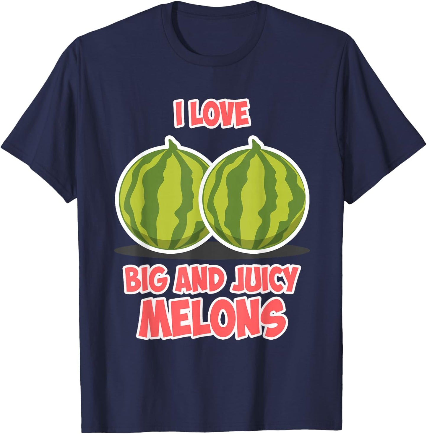 Funny Vegan Watermelons Big & Juicy Melons T-Shirt - T-Shirt | Navy