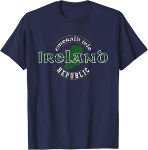 Ireland Republic Emerald Isle Irish Map T-Shirt - T-Shirt | Navy