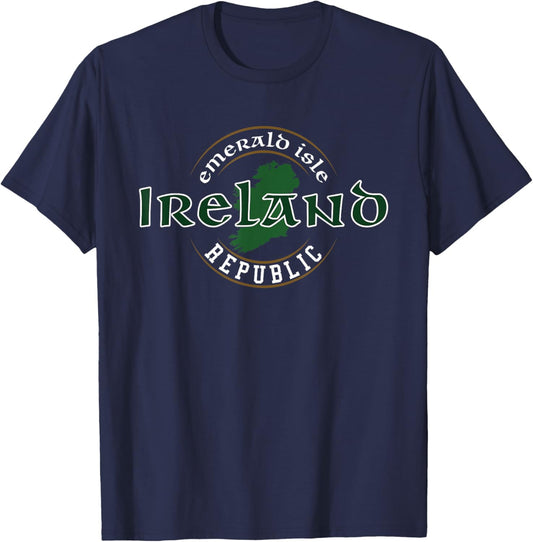 Ireland Republic Emerald Isle Irish Map T-Shirt - T-Shirt | Navy