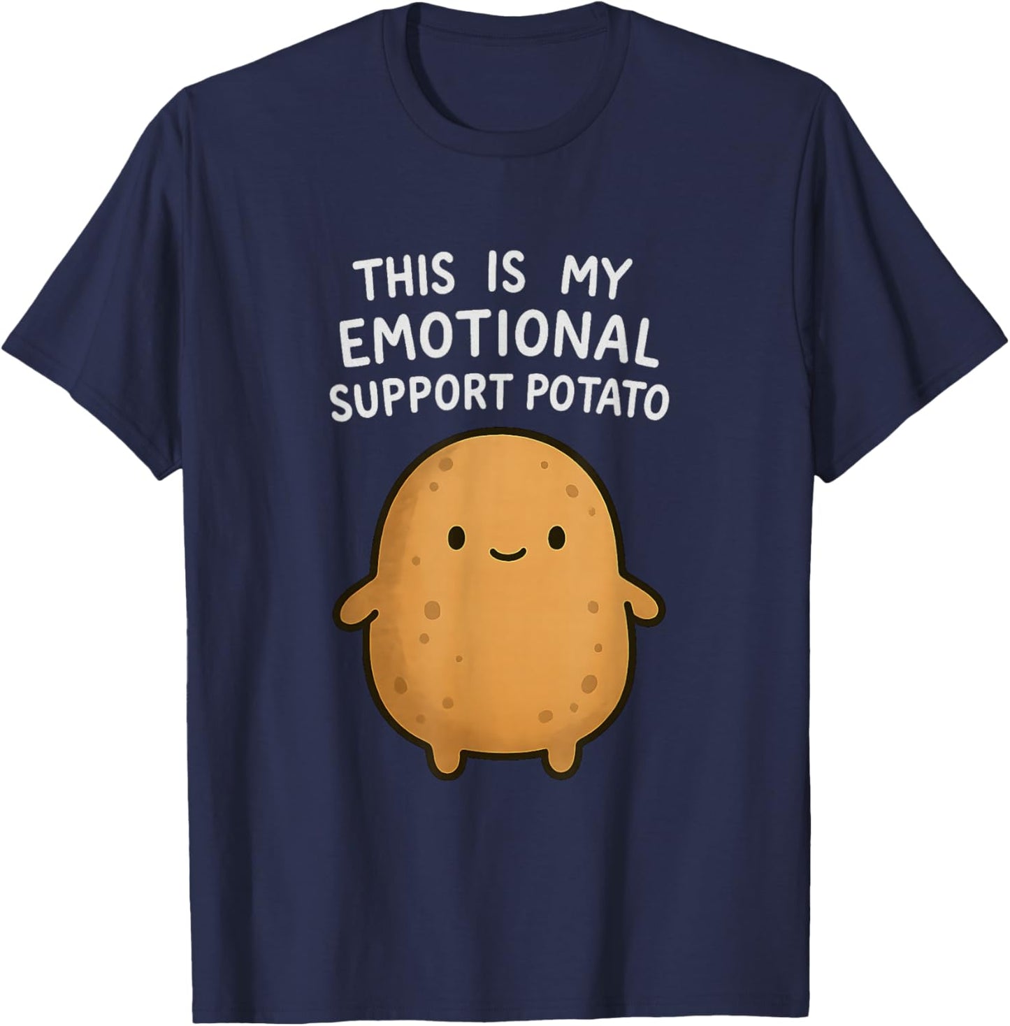 Funny Emotional Support Potato Cute Kawaii Sarcastic Foodie T-Shirt - T-Shirt | Navy