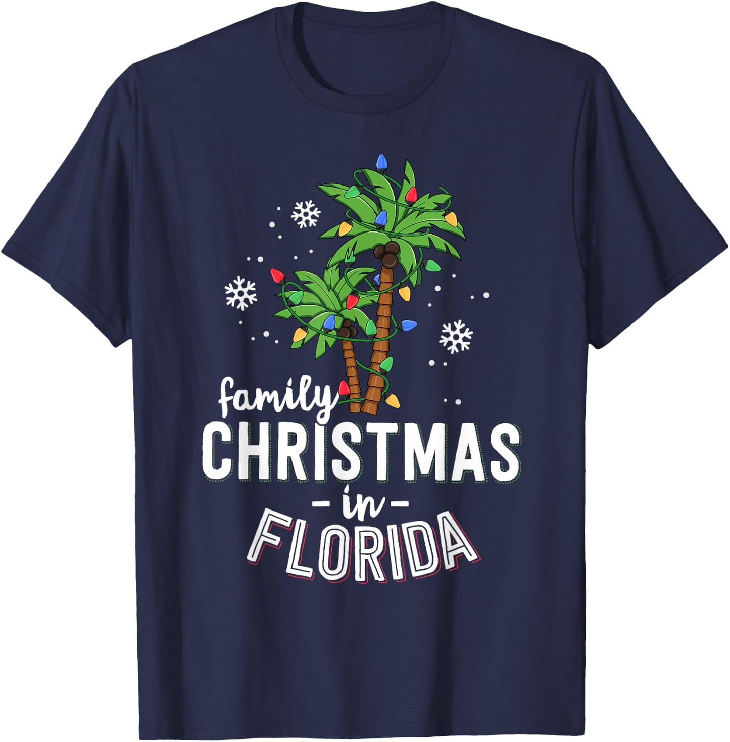 Family Christmas In Florida Palm Trees Xmas Beach Vacation Women Kids T-Shirt - T-Shirt | Navy