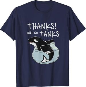 Orca Free Save the Whales Social criticism Ocean Protection T-Shirt - T-Shirt | Navy