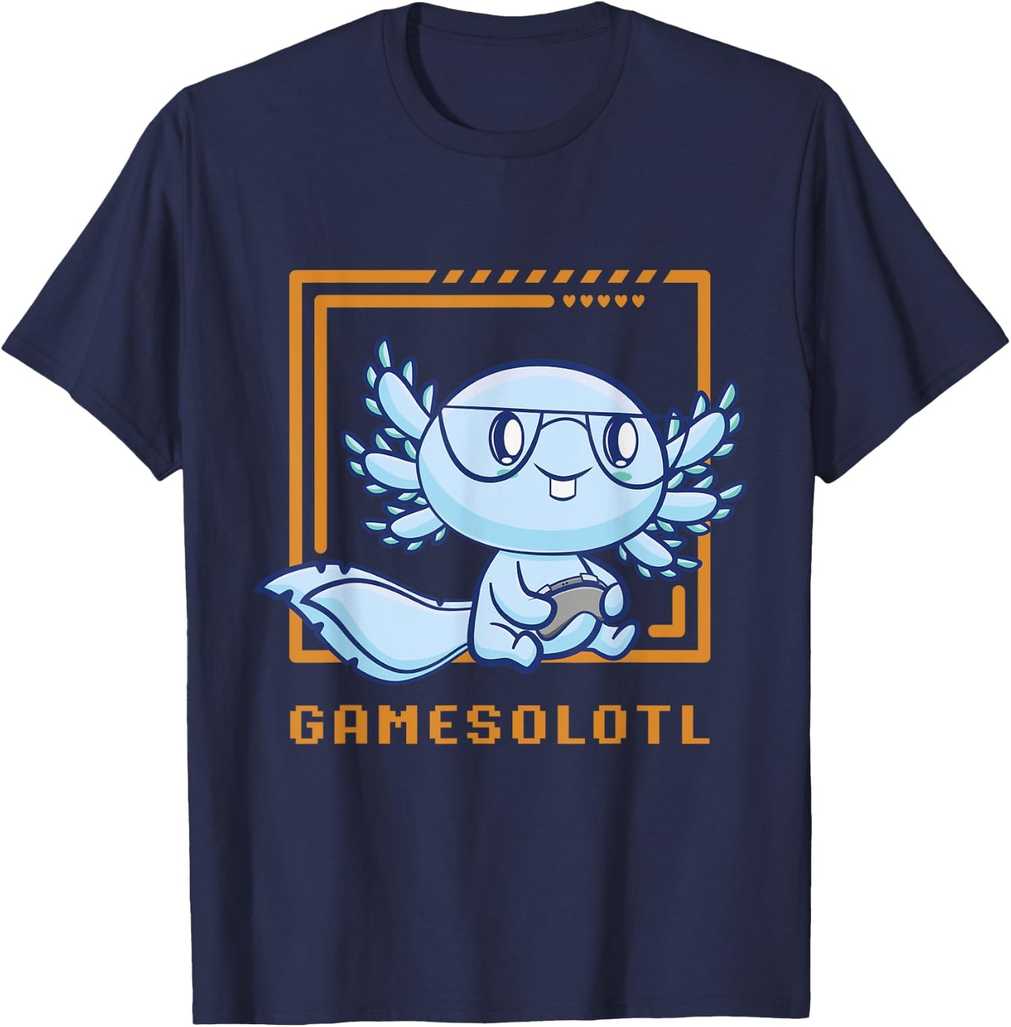 Gamesolotl Gamer Axolotl Playing Video Games Walking Fish T-Shirt - T-Shirt | Navy