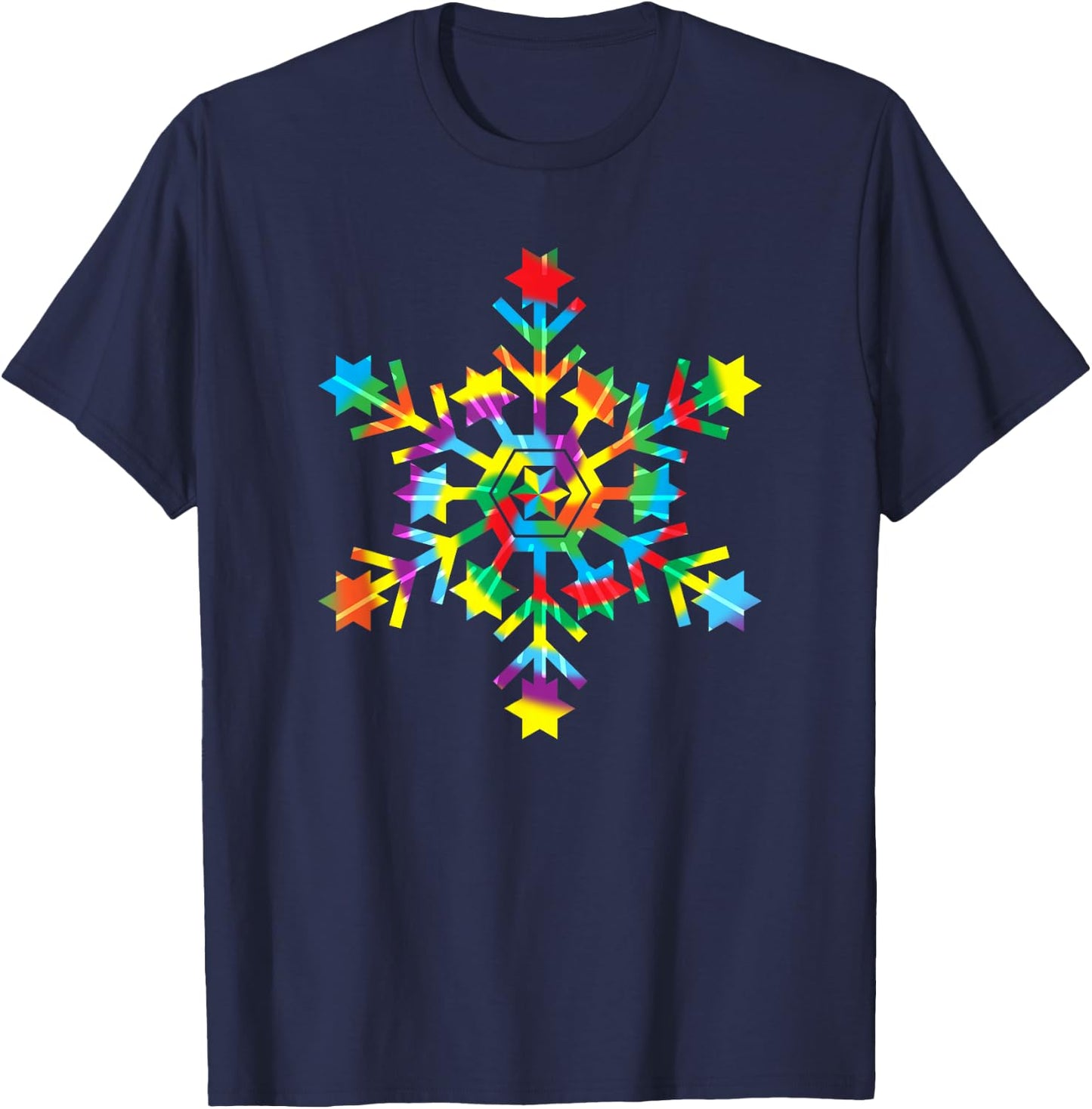 Tie Dye Snowflake Retro Hippie Christmas Holiday Xmas Gift T-Shirt - T-Shirt | Navy