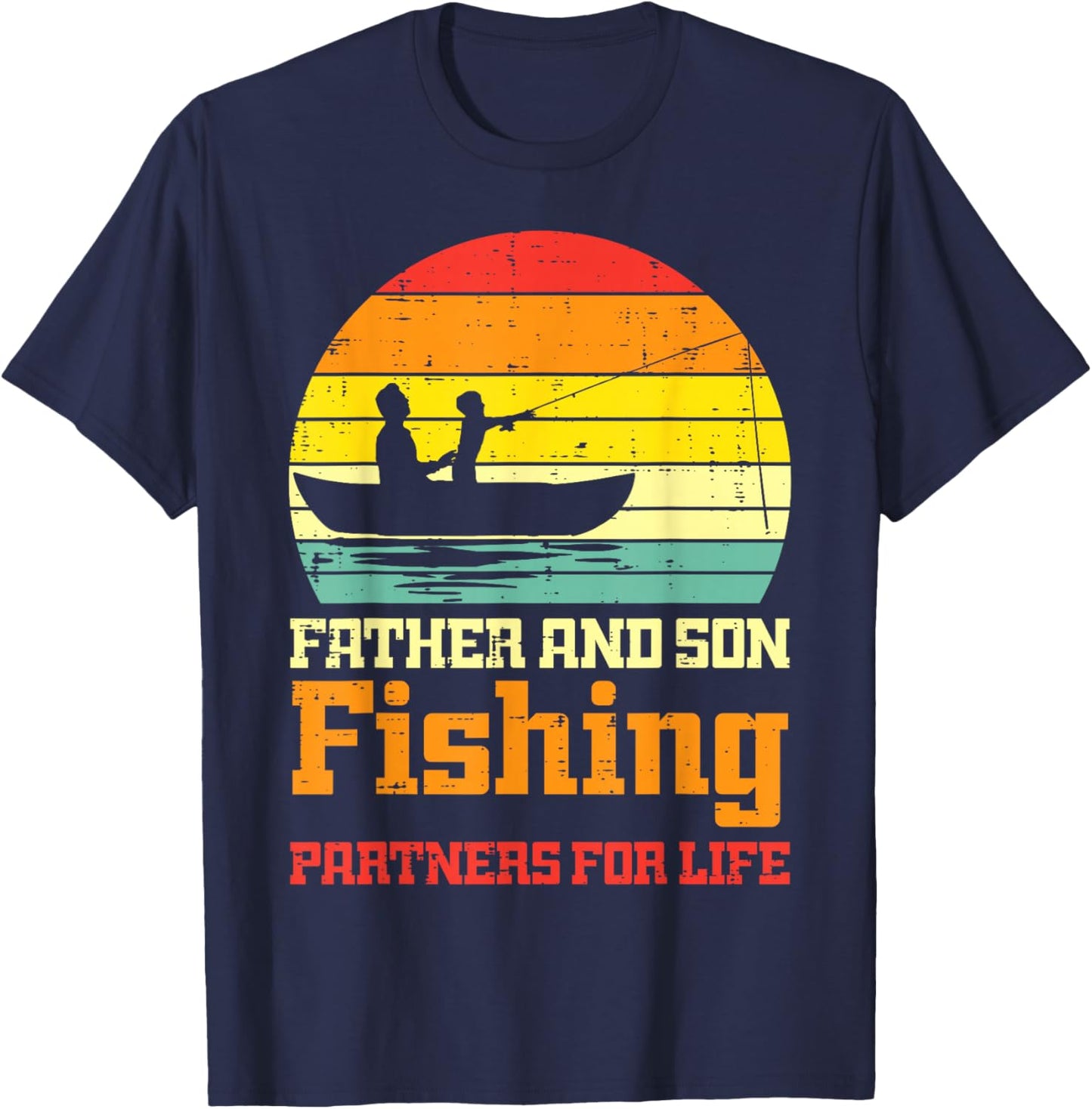 Father Son Fishing Partner For Life Match Dad Boys Men Kids T-Shirt - T-Shirt | Navy