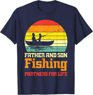Father Son Fishing Partner For Life Match Dad Boys Men Kids T-Shirt - T-Shirt | Navy