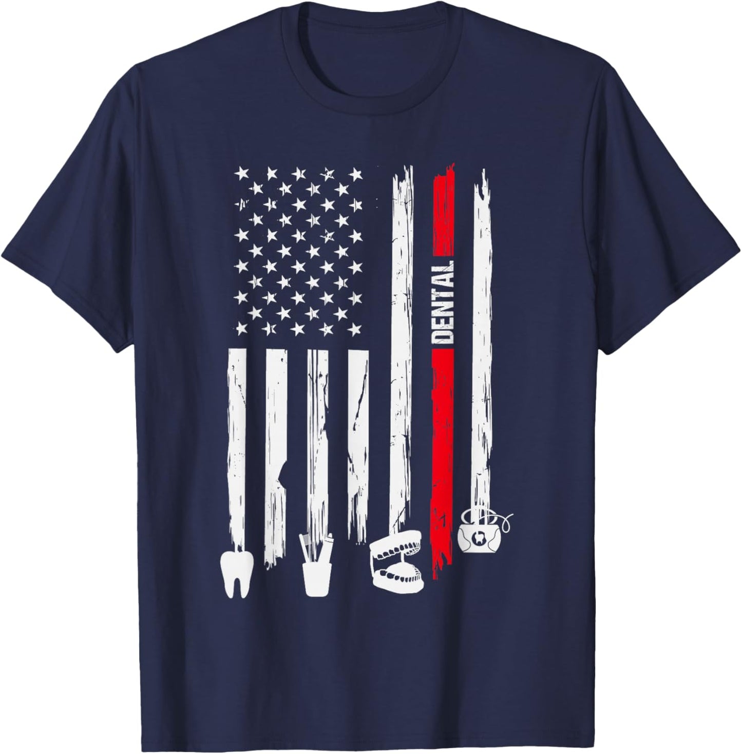 4th Of July Dental Dentist American Flag Patriotic Hygienist Men T-Shirt - T-Shirt | Navy