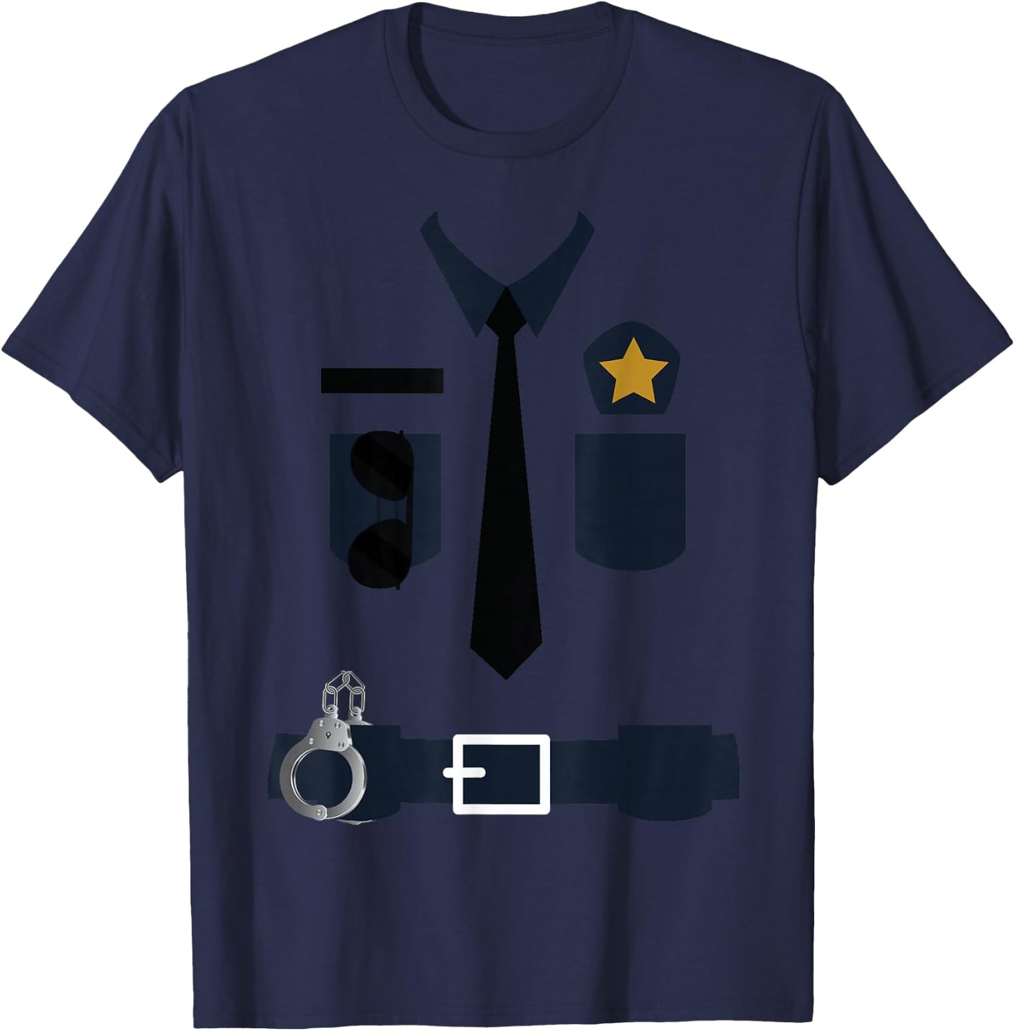 Police Cop Uniform Funny Halloween Costume Policeman T-Shirt - T-Shirt | Navy