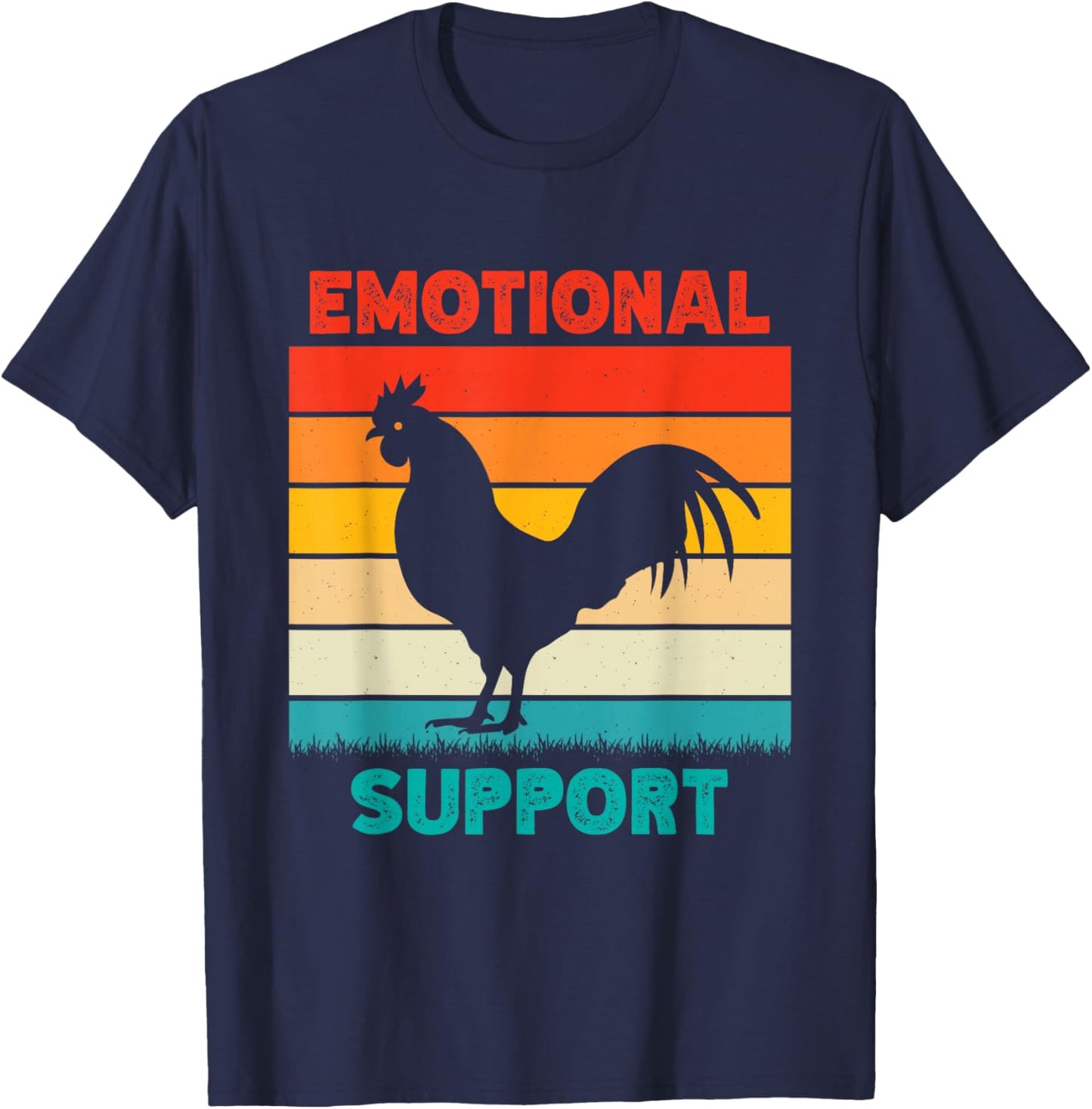 Retro Chicken Emotional Support Cock T-Shirt - T-Shirt | Navy