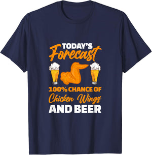 Today's Forecast Chicken Wing And Beer Drinking T-Shirt - T-Shirt | Navy