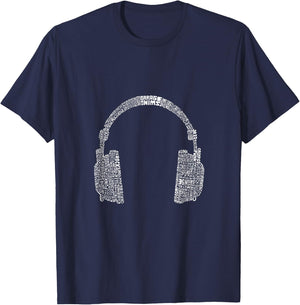 Headphones music genres - Music lovers T-Shirt - T-Shirt | Navy