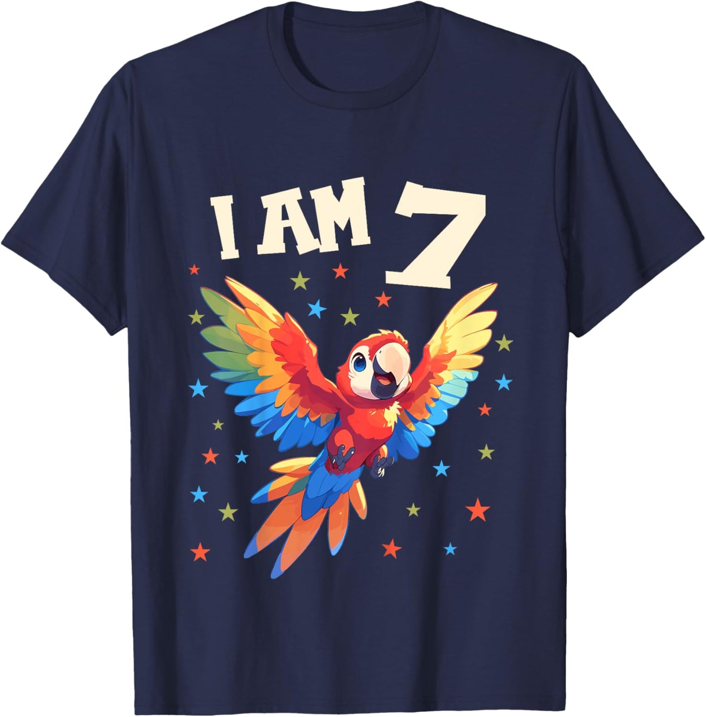 Kids 7 Years old 7 birthday Macaws Boy Girl Macaw T-Shirt - T-Shirt | Navy