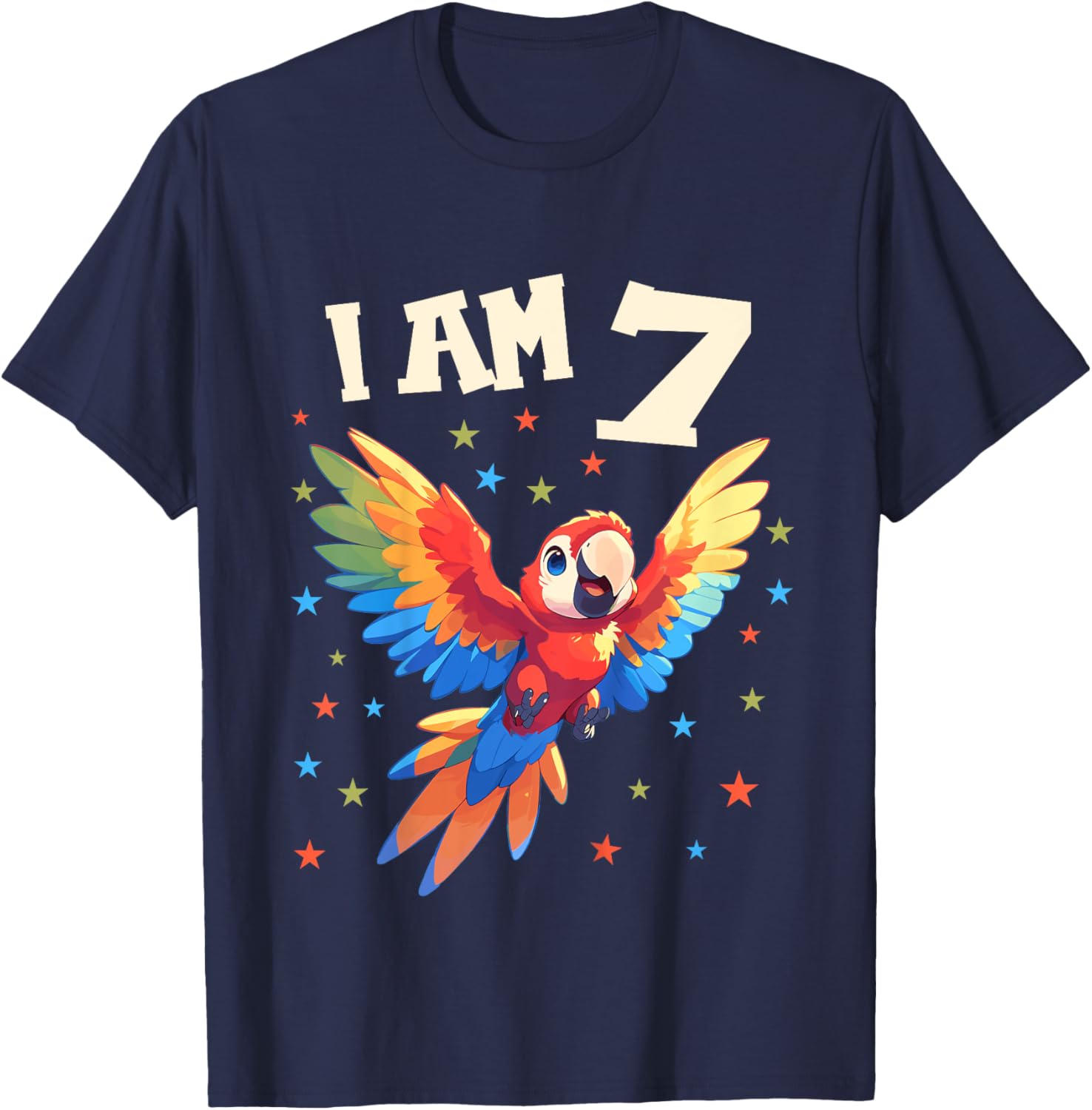 Kids 7 Years old 7 birthday Macaws Boy Girl Macaw T-Shirt - T-Shirt | Navy