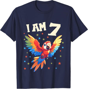 Kids 7 Years old 7 birthday Macaws Boy Girl Macaw T-Shirt - T-Shirt | Navy