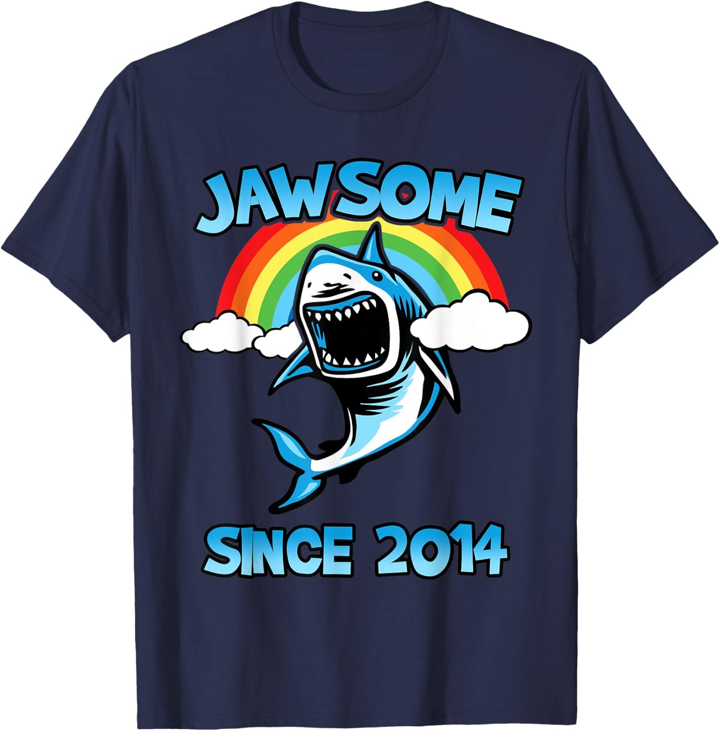 Jawsome Since 2014 Happy Shark 5 Birthday Gift T-Shirt - T-Shirt | Navy