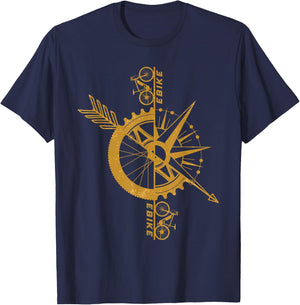 E-Bike Bicycle Cycling Bike Biking Cyclist Biker Sporty Gift T-Shirt - T-Shirt | Navy