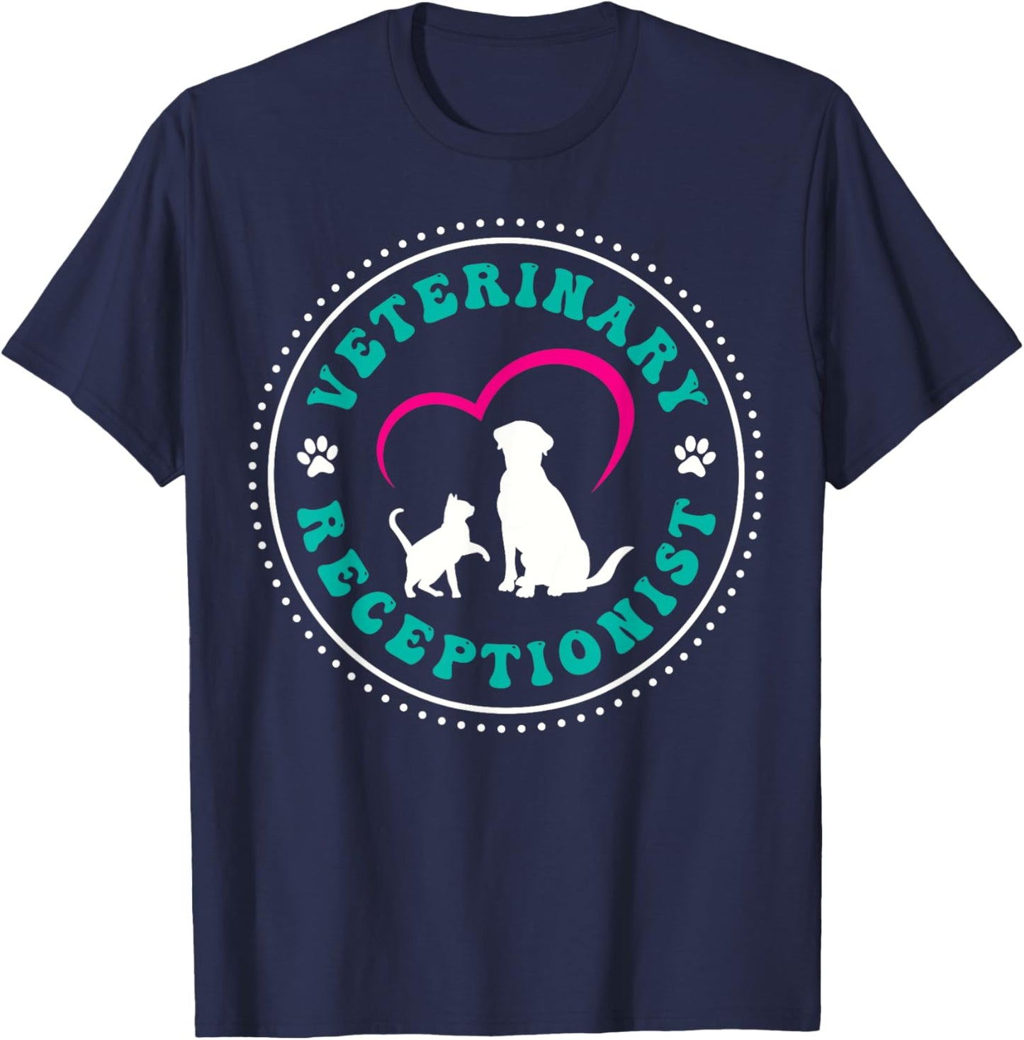 Veterinary Receptionist Vet Receptionist Heart T-Shirt - T-Shirt | Navy