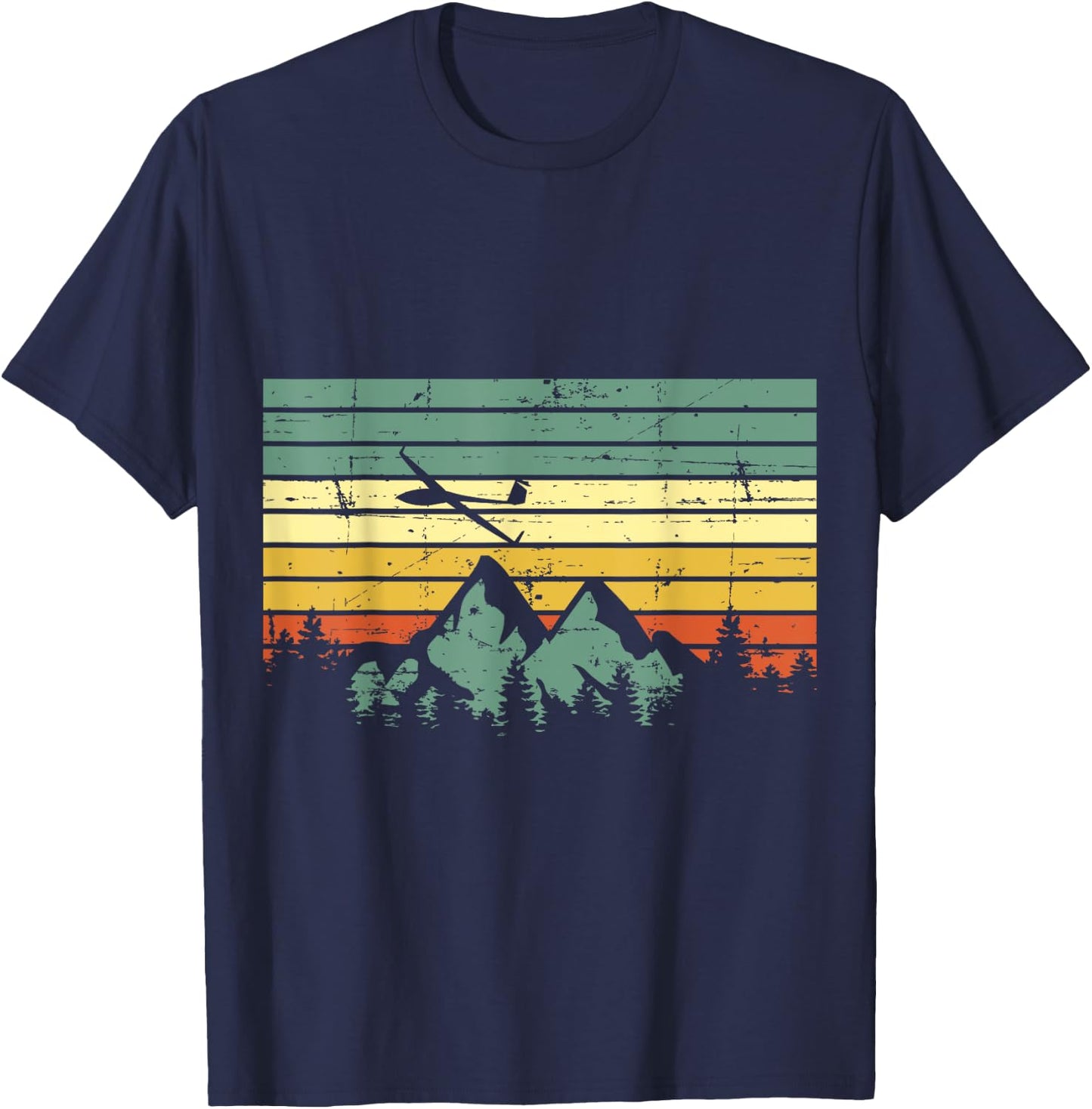 Vintage Gliding Airplane Aviation Mountain Glider Pilot Gift T-Shirt - T-Shirt | Navy